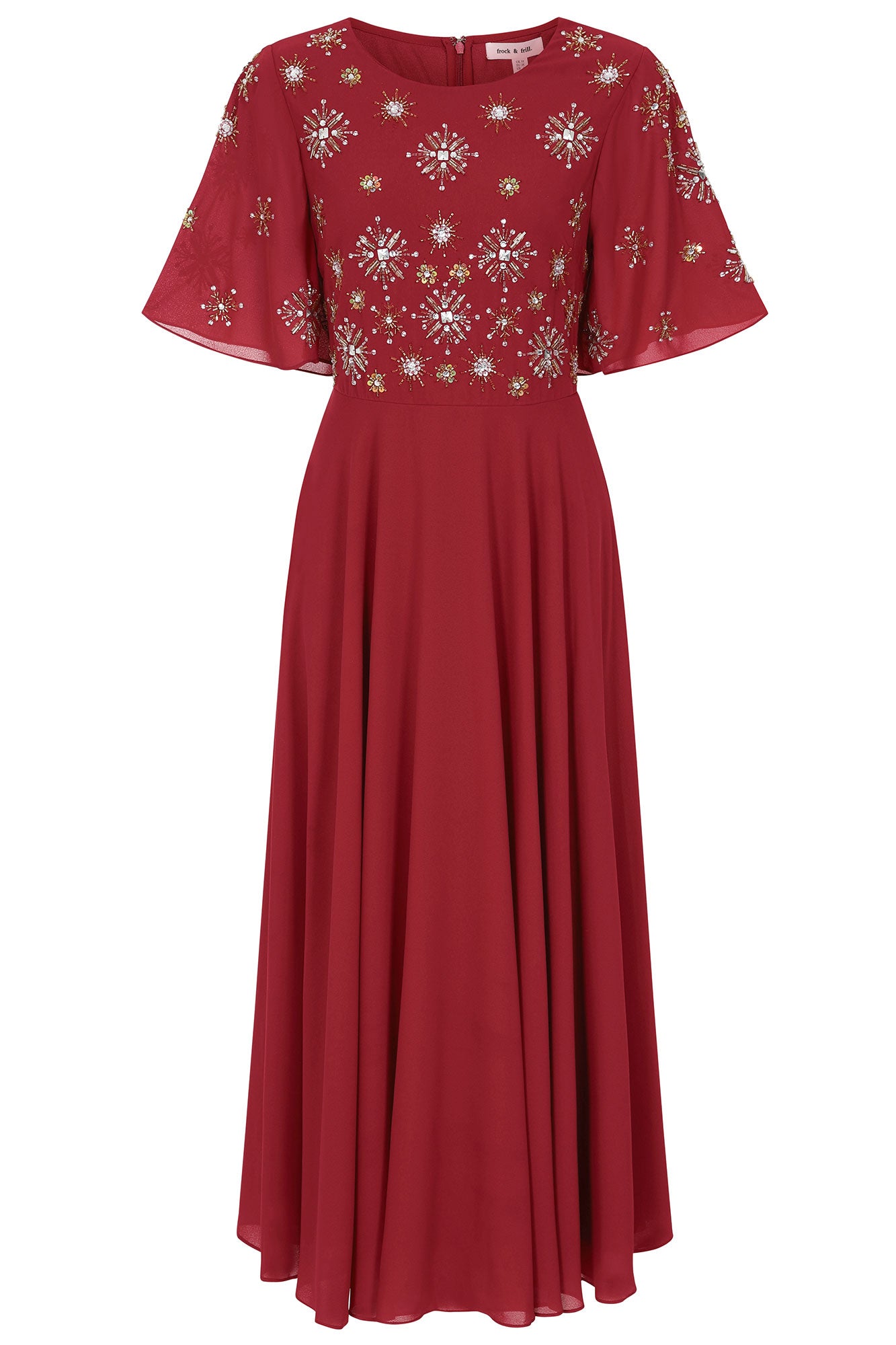 Women’s Red Kelby Embellished Midaxi Dress - Burgundy Xxs Frock and Frill