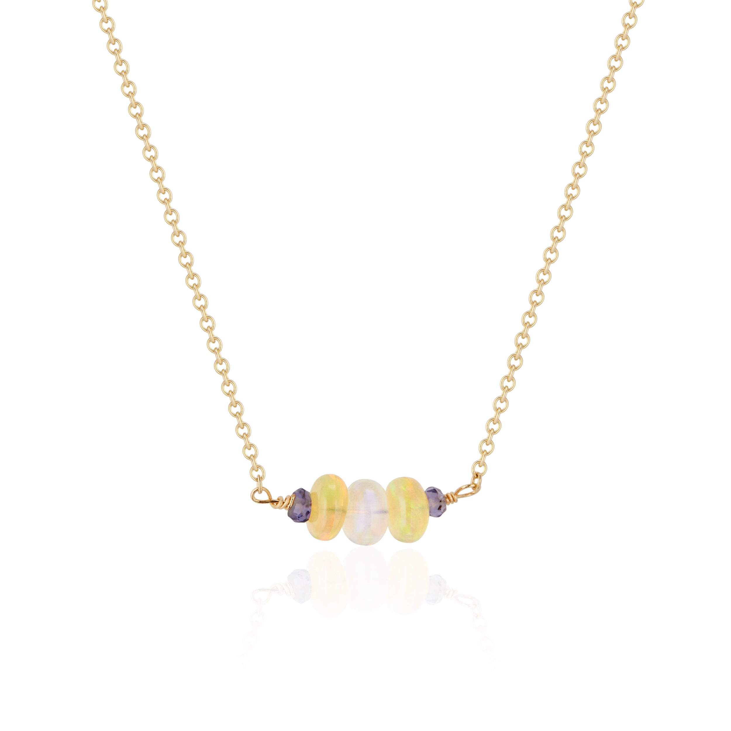 Women’s Gold / Pink / Purple Opal Bead Trio With Iolite Necklace Hannah Allene