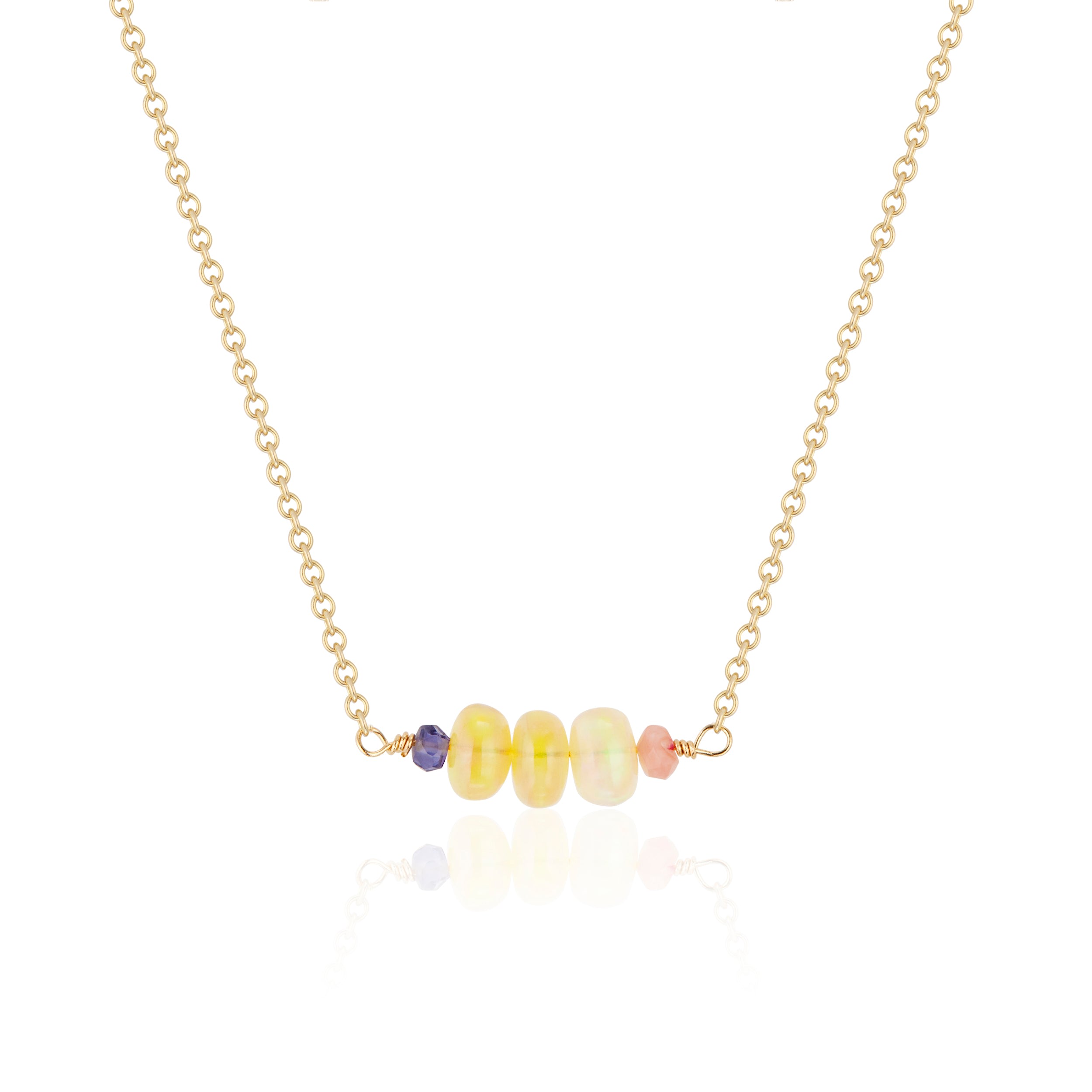 Women’s Gold / Pink / Purple Opal Bead Trio With Pink Opal & Iolite Necklace Hannah Allene