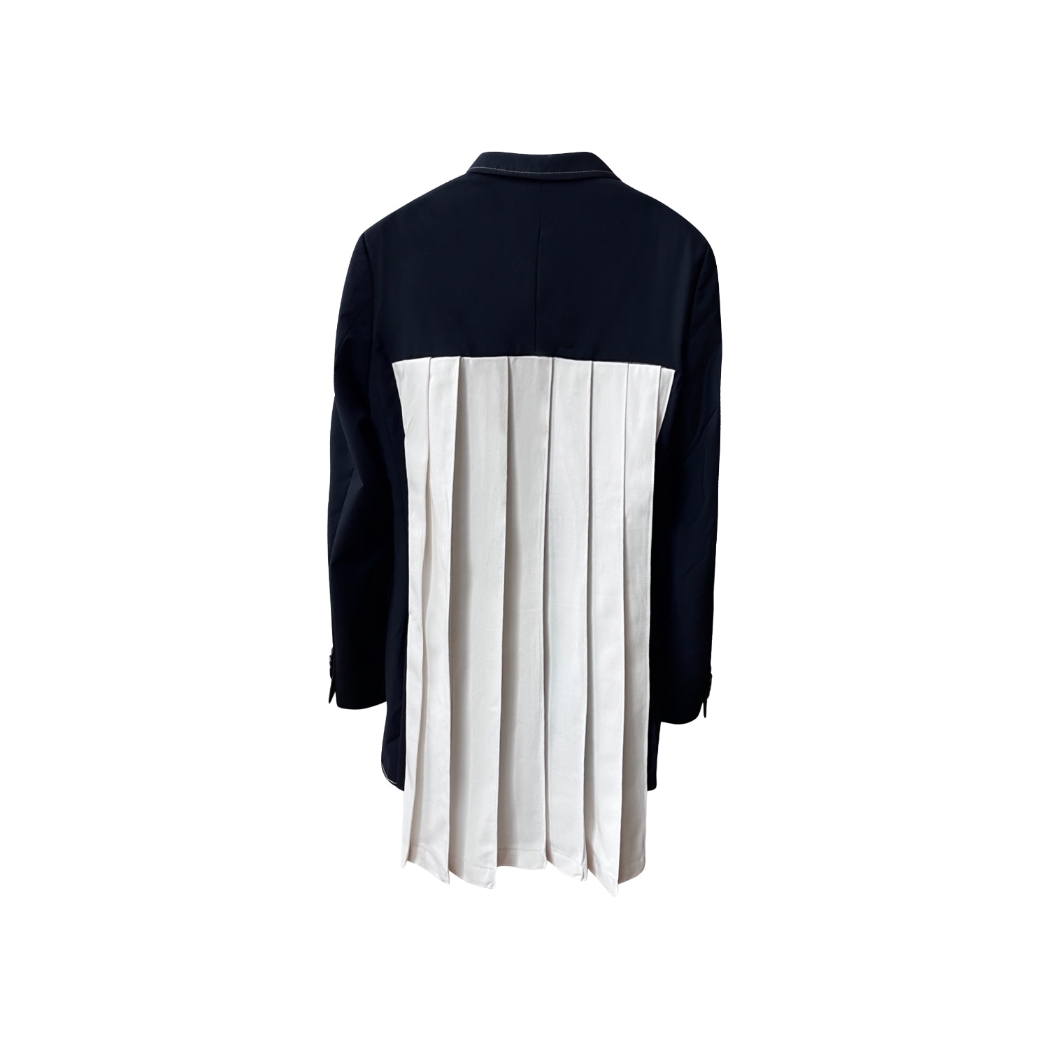 Women’s Black / White Navy Reworked Blazer With White Pleated Back Appliqué S/M London Atelier Byproduct