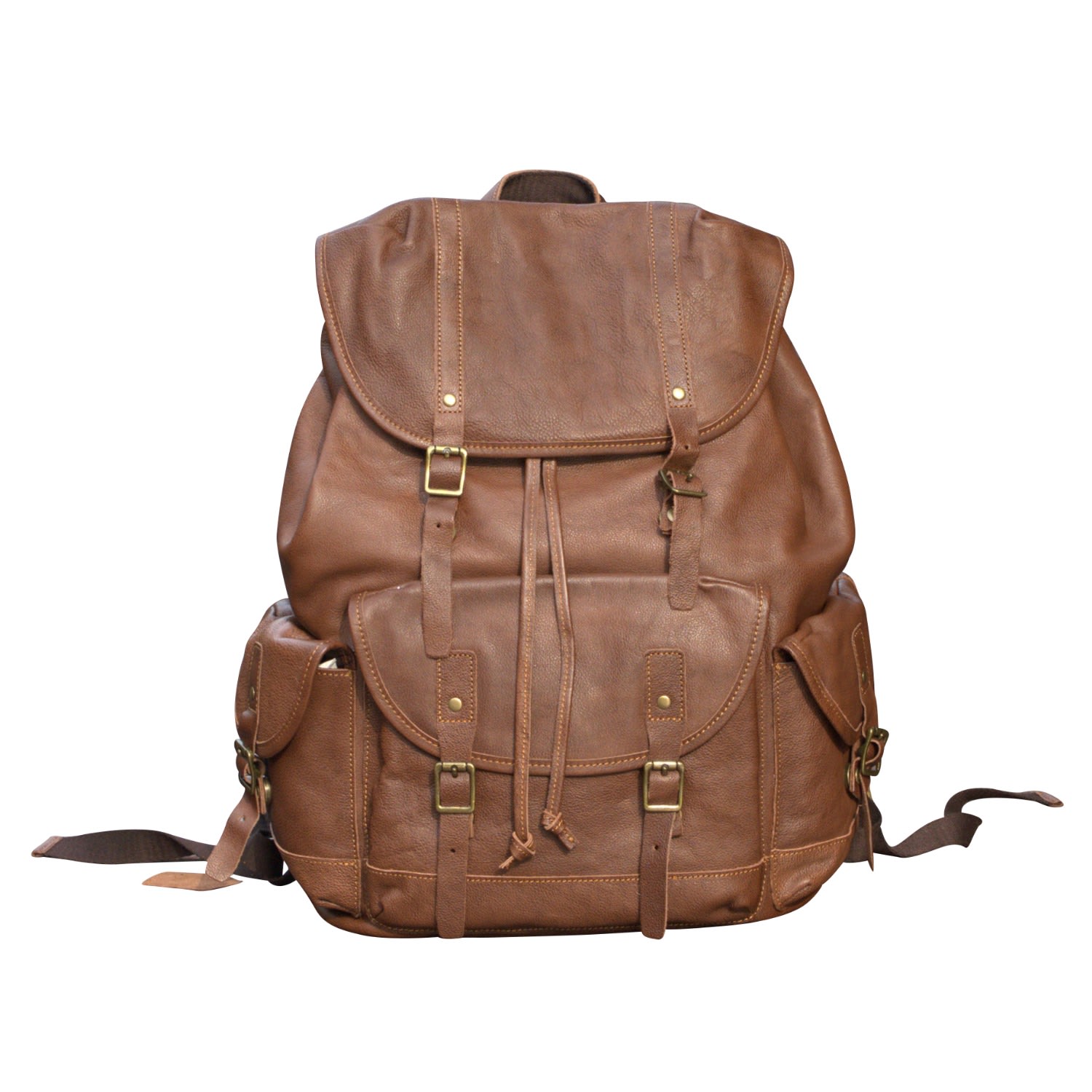 Women’s Brown Military Style Leather Backpack - Chestnut Touri