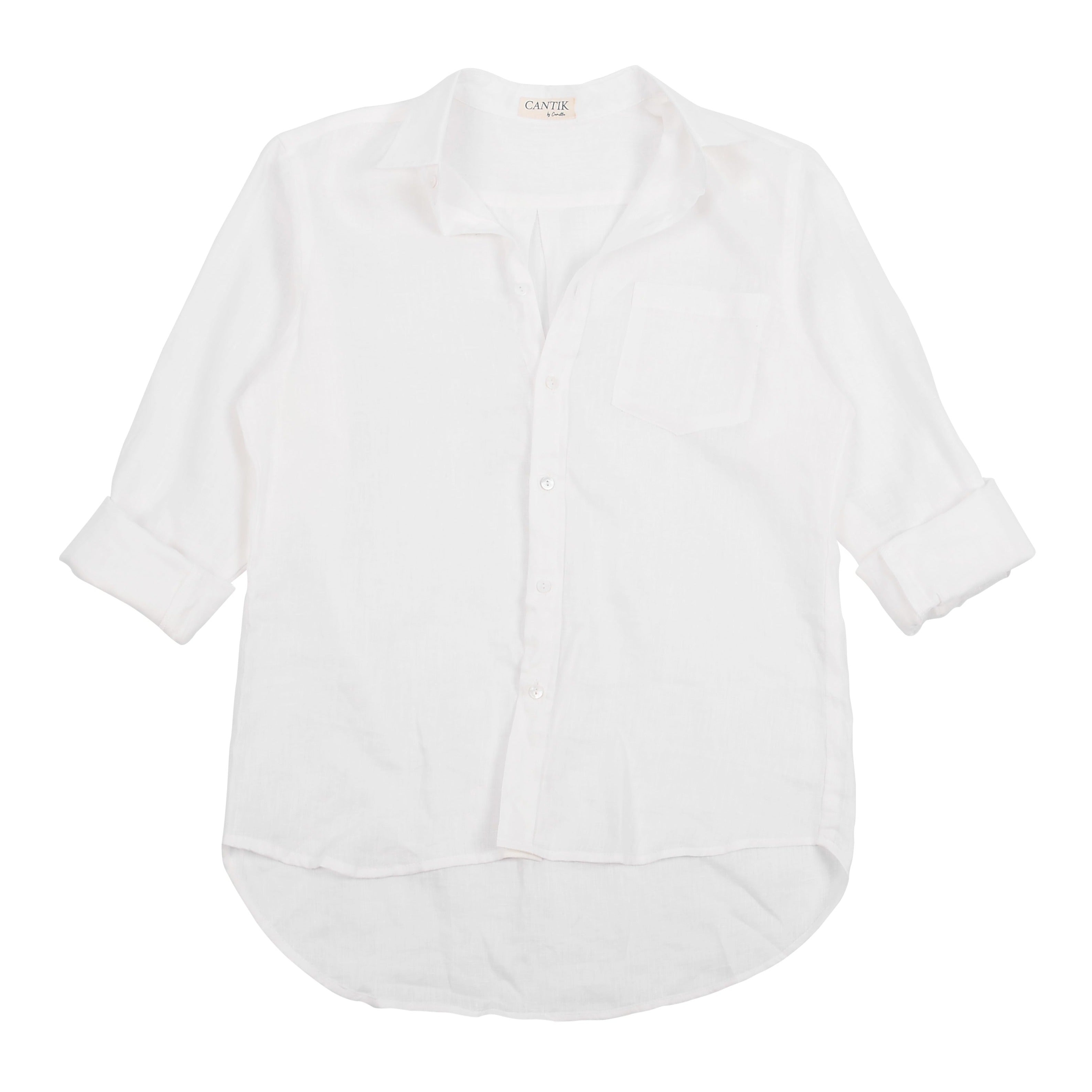 Women’s The Essential Linen Shirt - White Medium Cantik by Camilla