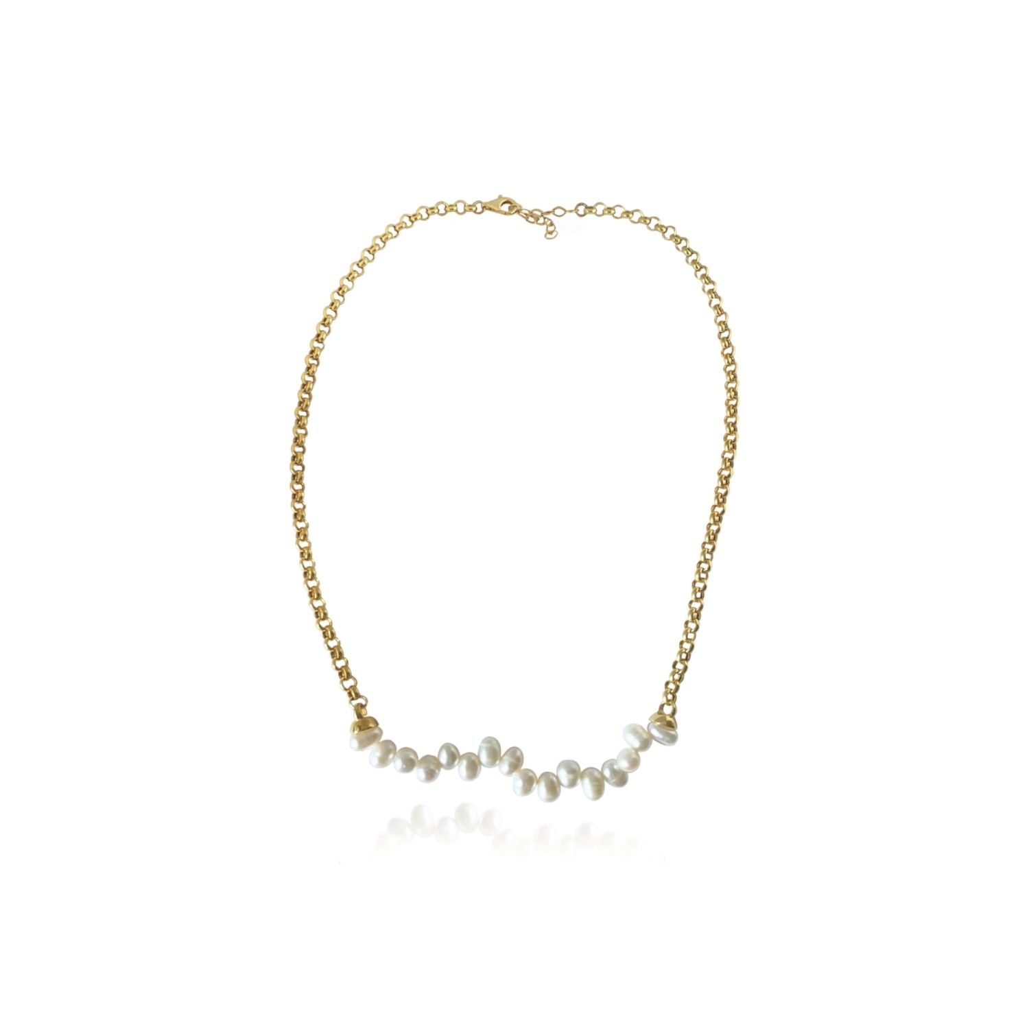 Women’s Gold Lely Chain Pearl Necklace Linya Jewellery
