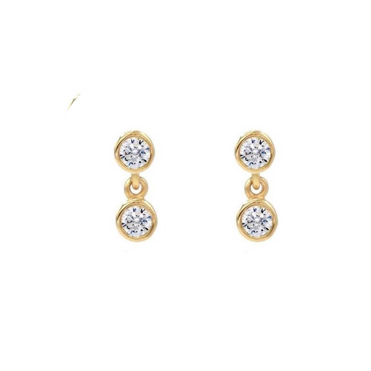 Women’s Gold Scattered Stars Double Drop Diamond Earrings Lily Flo Jewellery