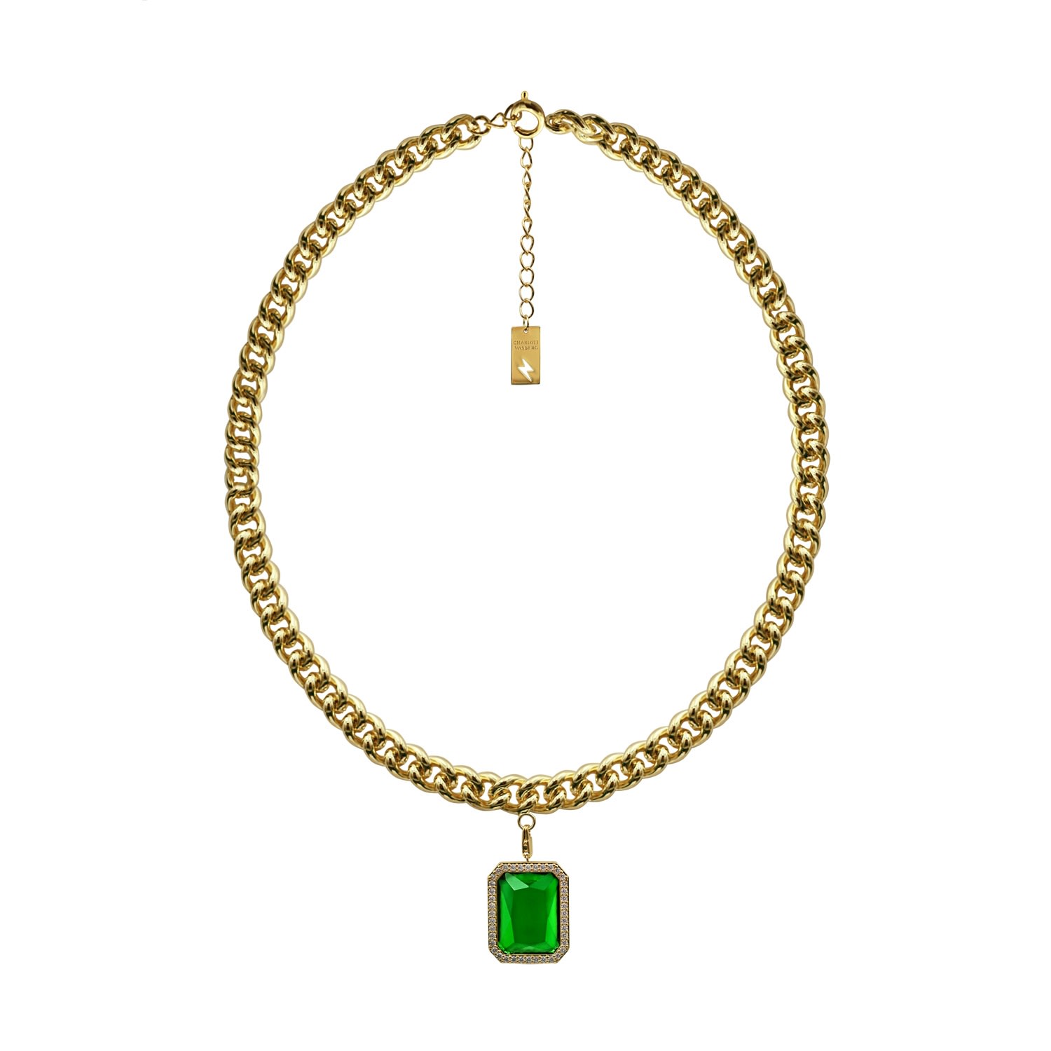 Women’s Zirconia Necklace Green Cz Gold Charlott Vasberg