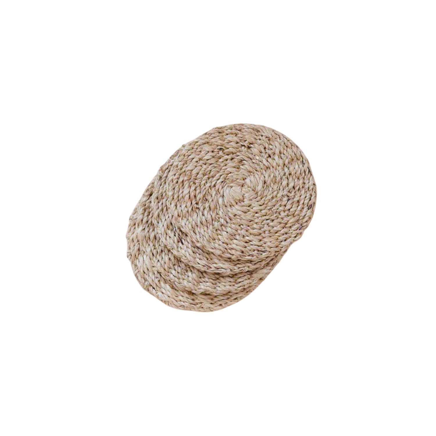 Natural Round Abaca Coasters, Set Of Four - Neutrals Likh