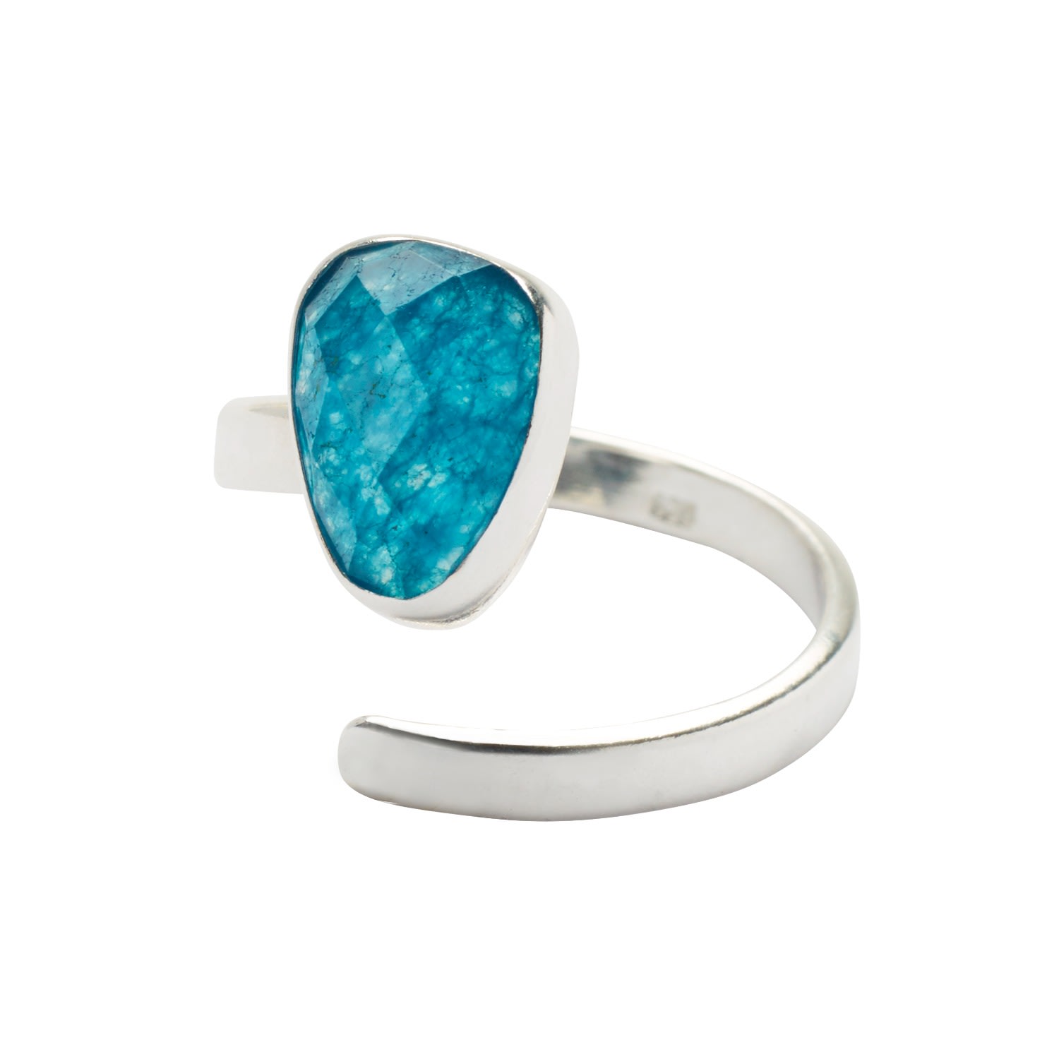 Women’s Blue / Silver Gemstone Adjustable Sterling Silver Pinky Ring Yaa Yaa London