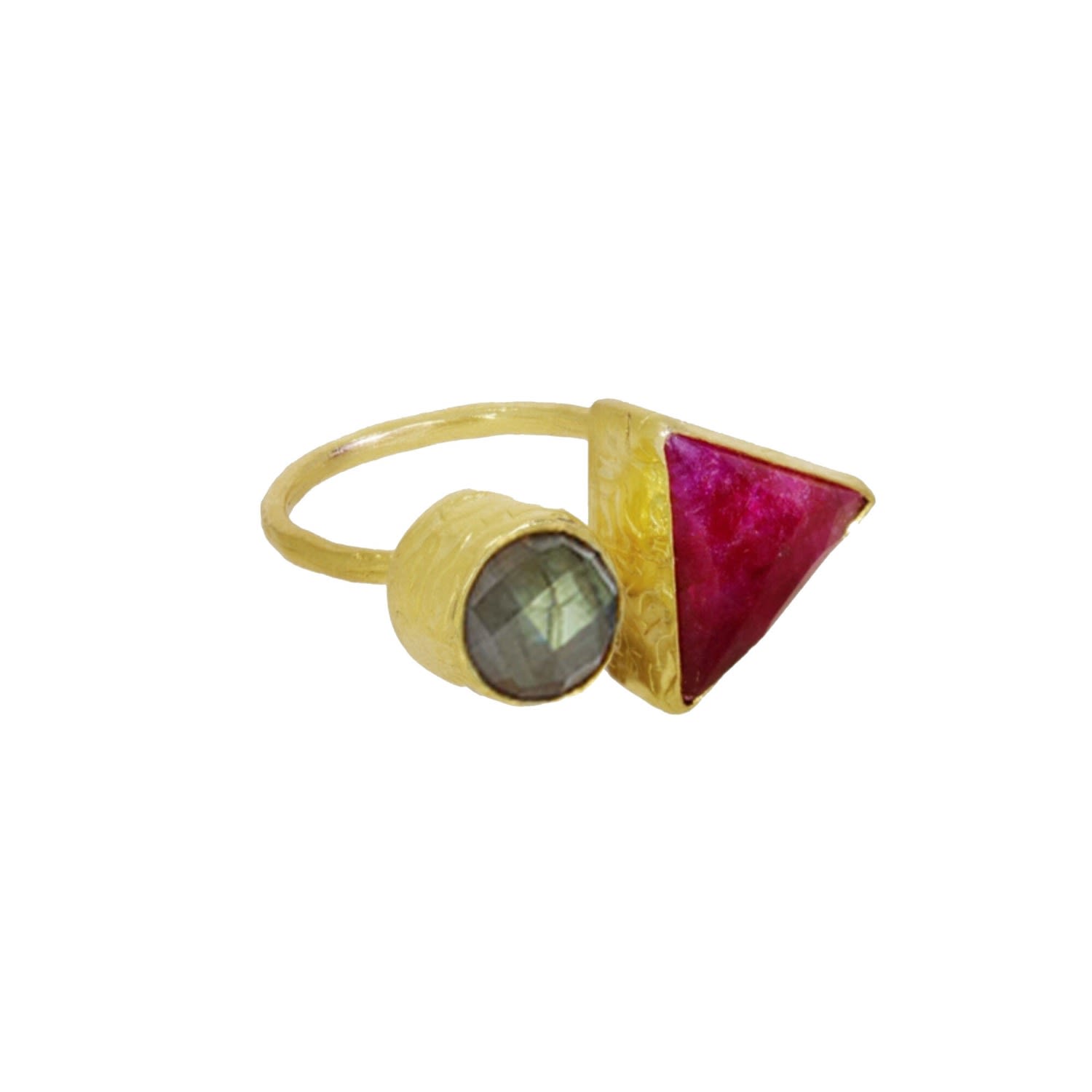 Women’s Grey / Red Hydra Labradorite And Ruby Ring Ottoman Hands