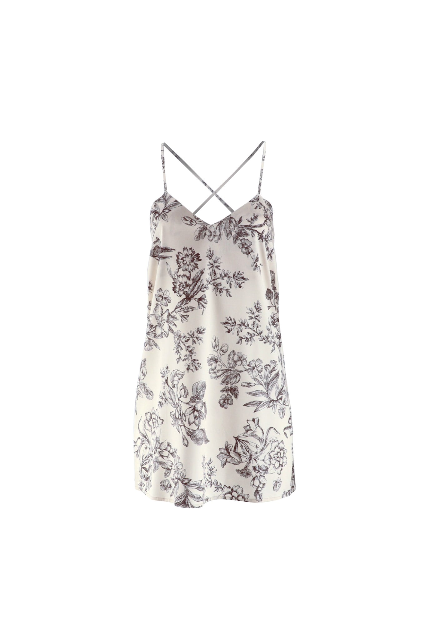 Women’s Neutrals Silk Dress ’Patricia’ In Floral Print Extra Small Alas Silk Renata Ambrazieje