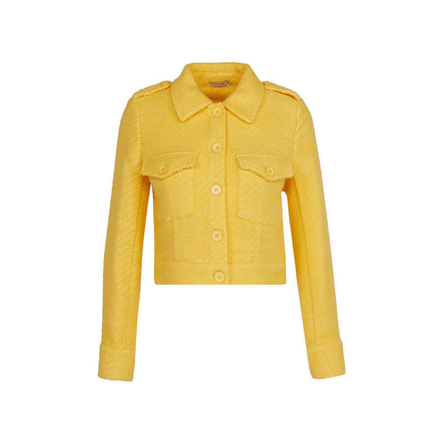 Women’s Yellow / Orange Front Buttoned Pocket Detailed Yellow Tweed Jacket Extra Small Rue Les Createurs