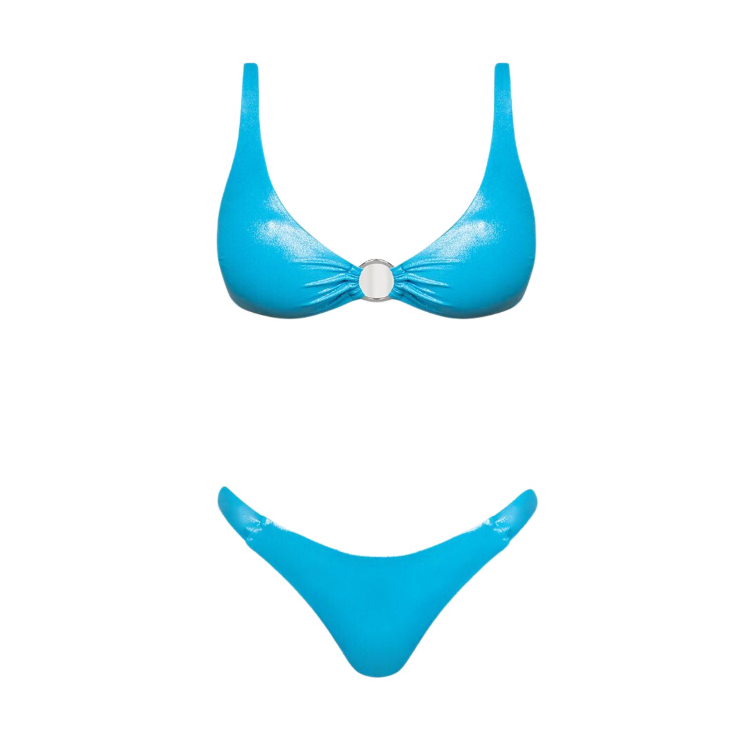 Women’s Blue Silver Bikini Set With Ring Detail Medium ClichÃ© Reborn
