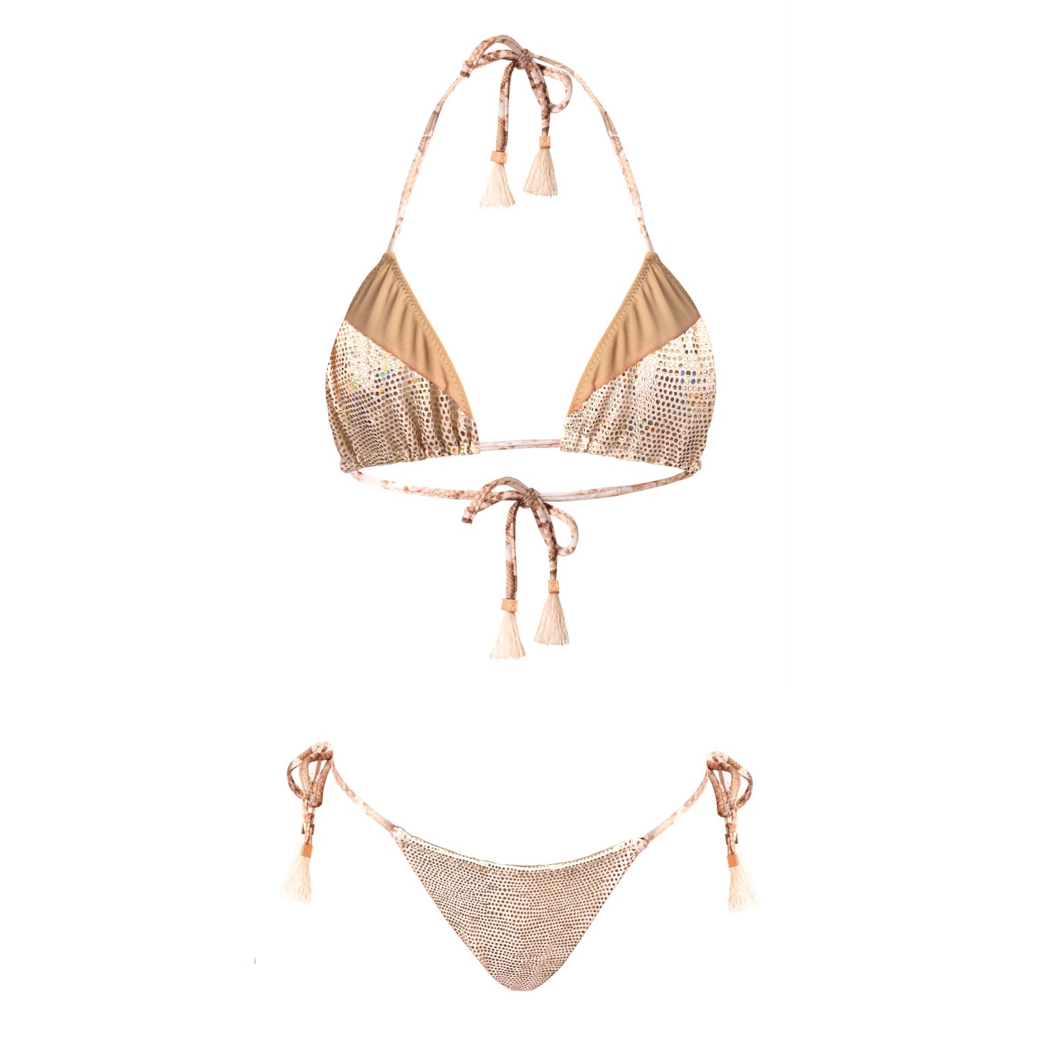 Women’s Vanilla Gold Metallic Triangle Bikini Set Madagascar Medium Elin Ritter Ibiza