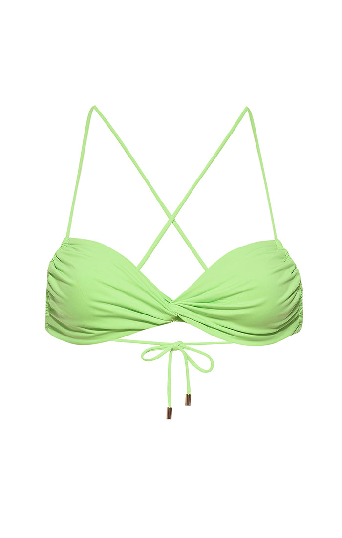 Women’s Green Limon Twist Bandeau Bikini Top Extra Small Kamari Swim Llc