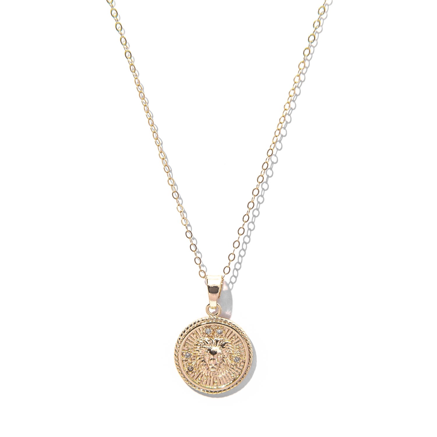 Women’s Leo Zodiac Medallion Pendant Gold Filled Necklace The Essential Jewels