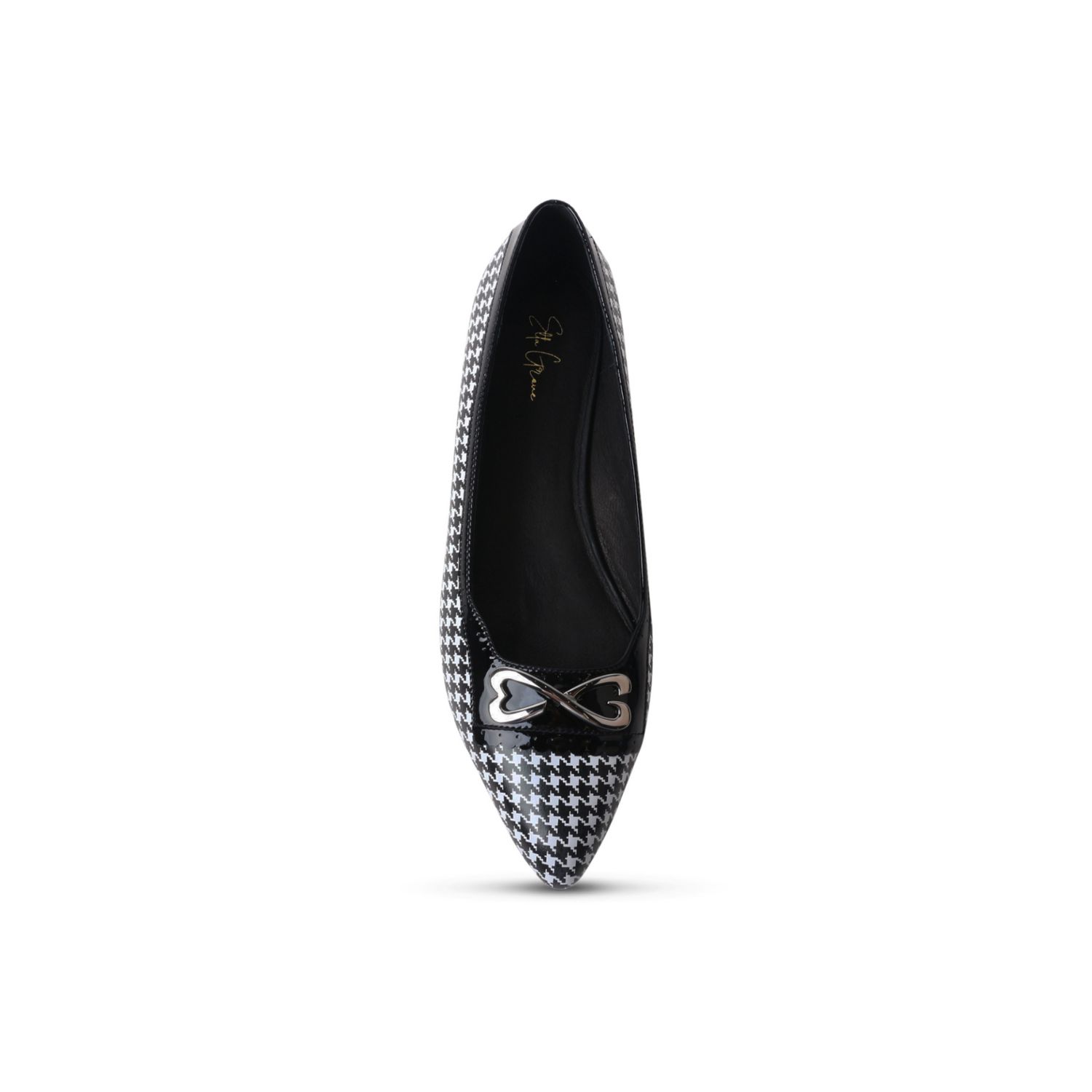 Women’s Black / White Etta Ballerina Flat Two - Houndstooth 7 Uk Etta Grove Footwear