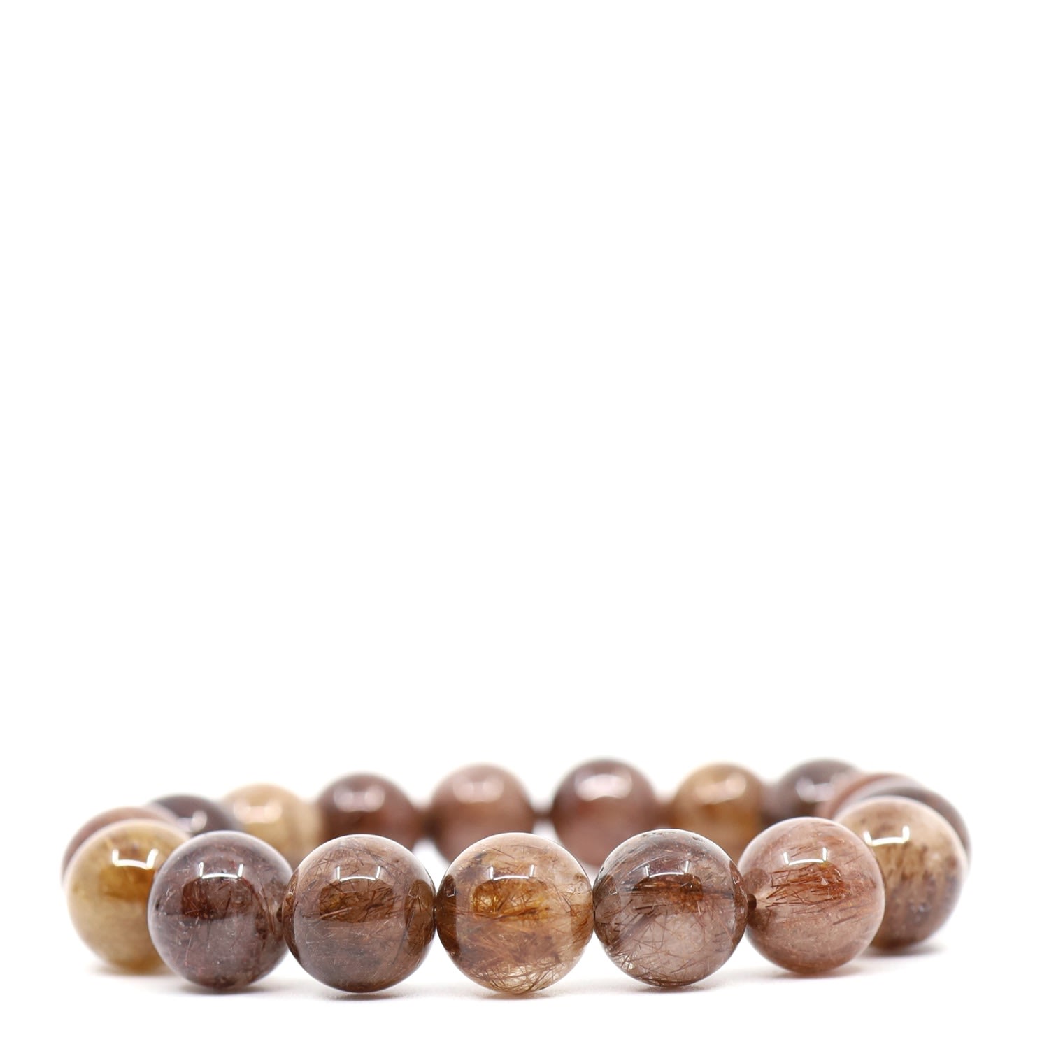 Men’s Brown / Gold Brown Rutilated Quartz Beaded Bracelet Shar Oke