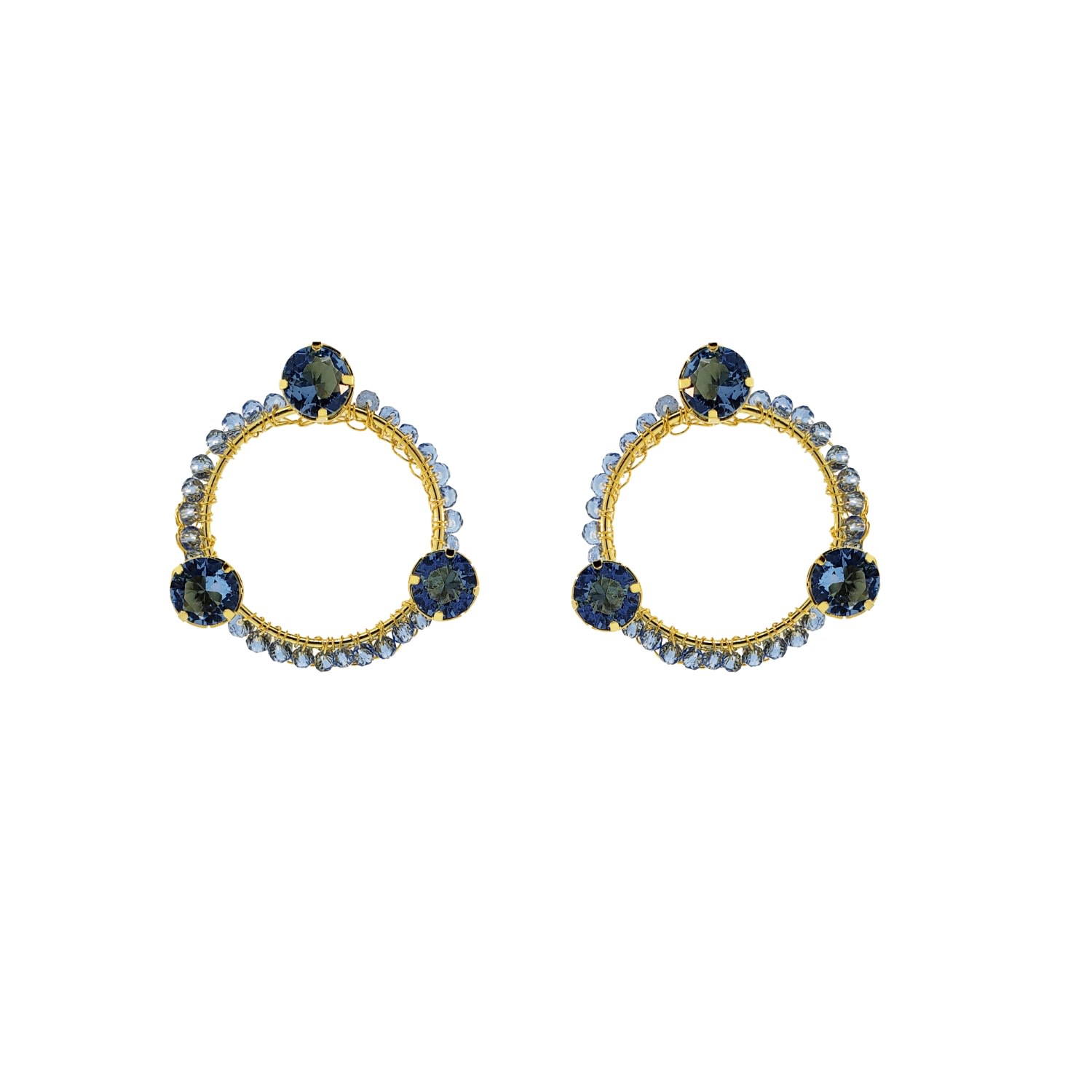 Women’s Blue Sapphire & Gold Prisma Maxi Open Post Earrings Lavish by Tricia Milaneze