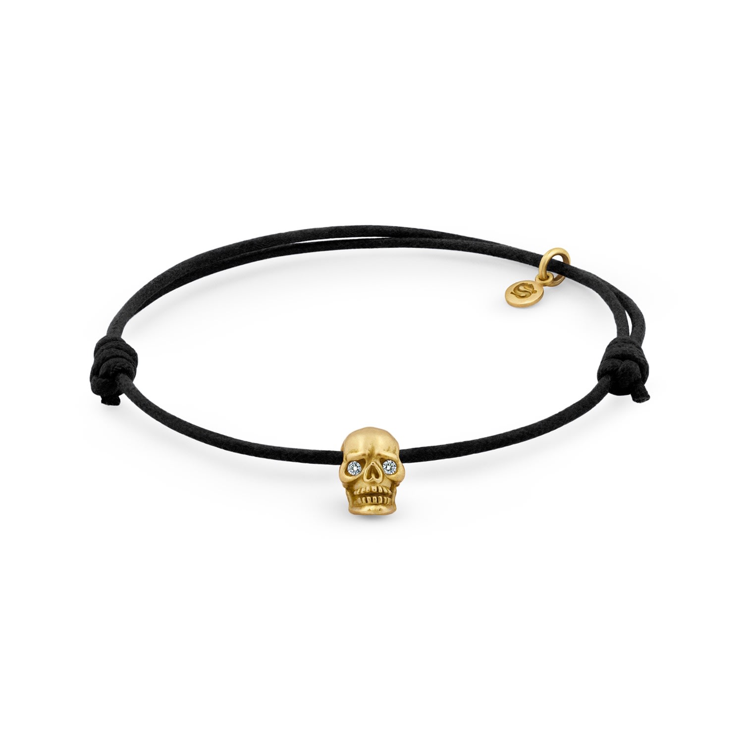 Men’s Black / Gold Skull Bracelet Yellow Gold Diamond Eyes Snake Bones