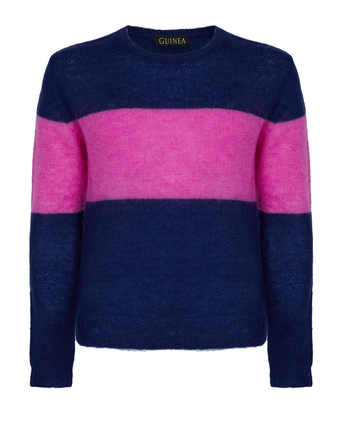 Women’s Blue Navy & Pink Mohair Jumper Small Guinea