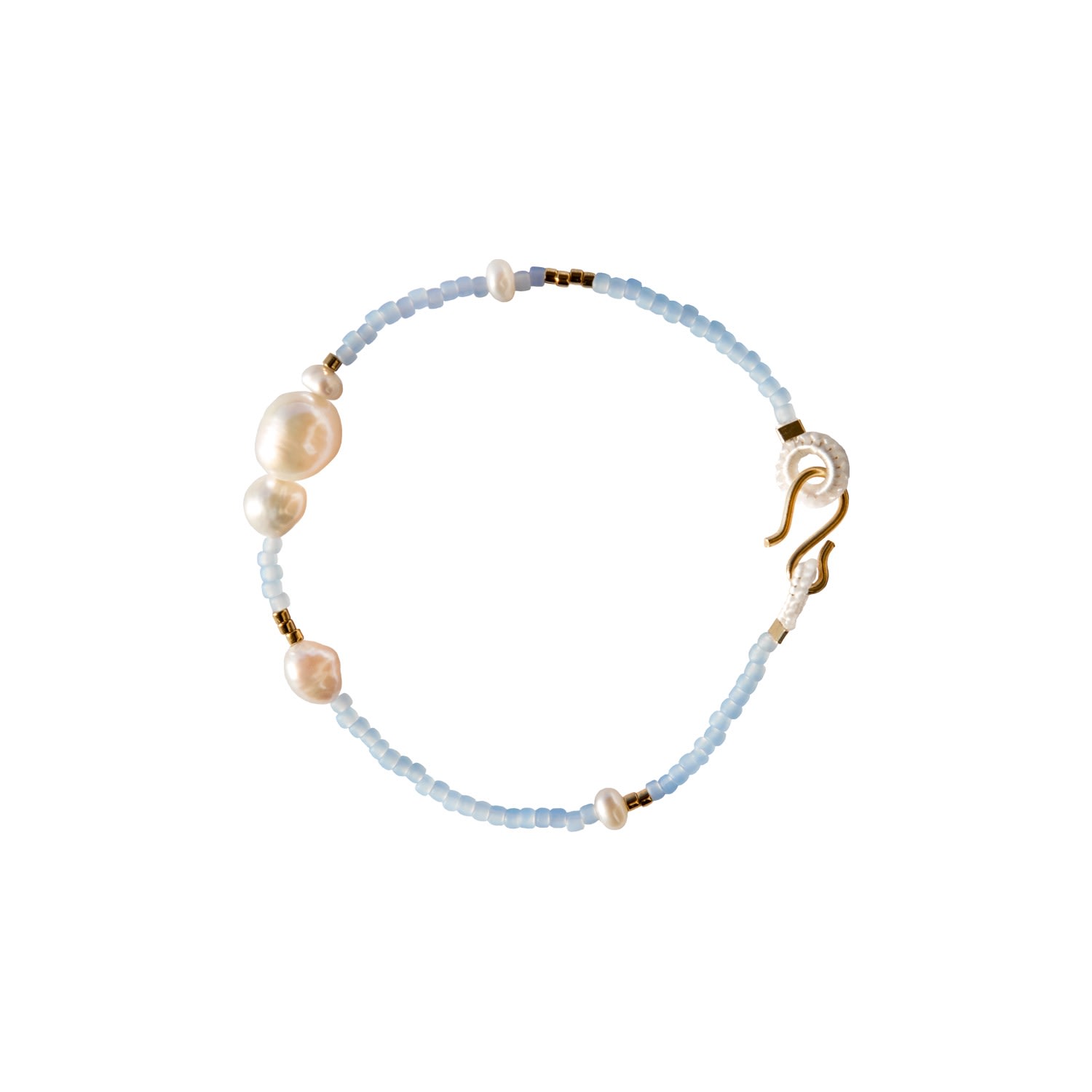 Women’s Baridi Freshwater Pearl Bracelet - Gold Pebble and Loop