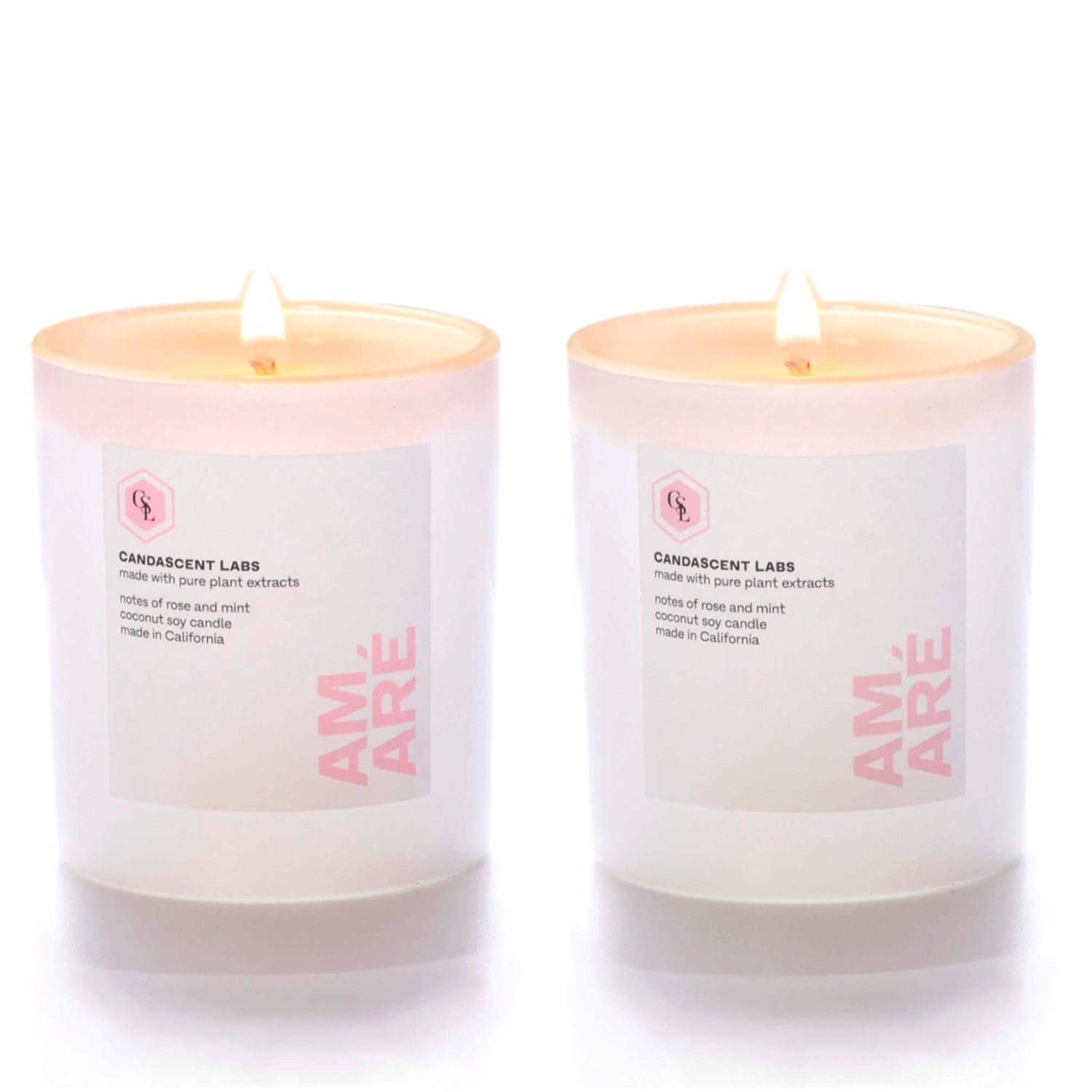 AmarÃ© ’To Love’ Bundle - Rose & Mint Candle Pair - White Candascent Labs