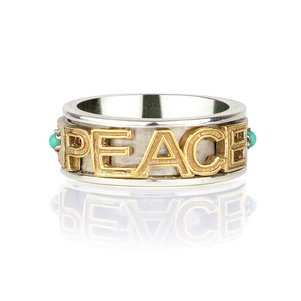 Women’s Peace Rocks Silver Spinning Ring Charlotte’s Web Jewellery