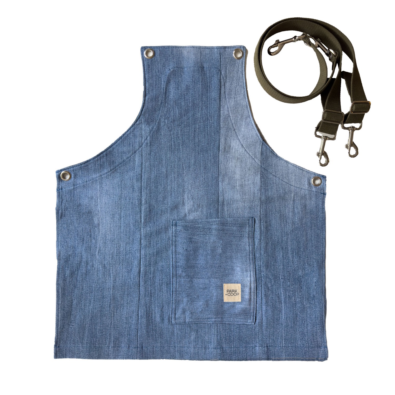 Blue Upcycled Denim Toddler Apron Small Park + Coop