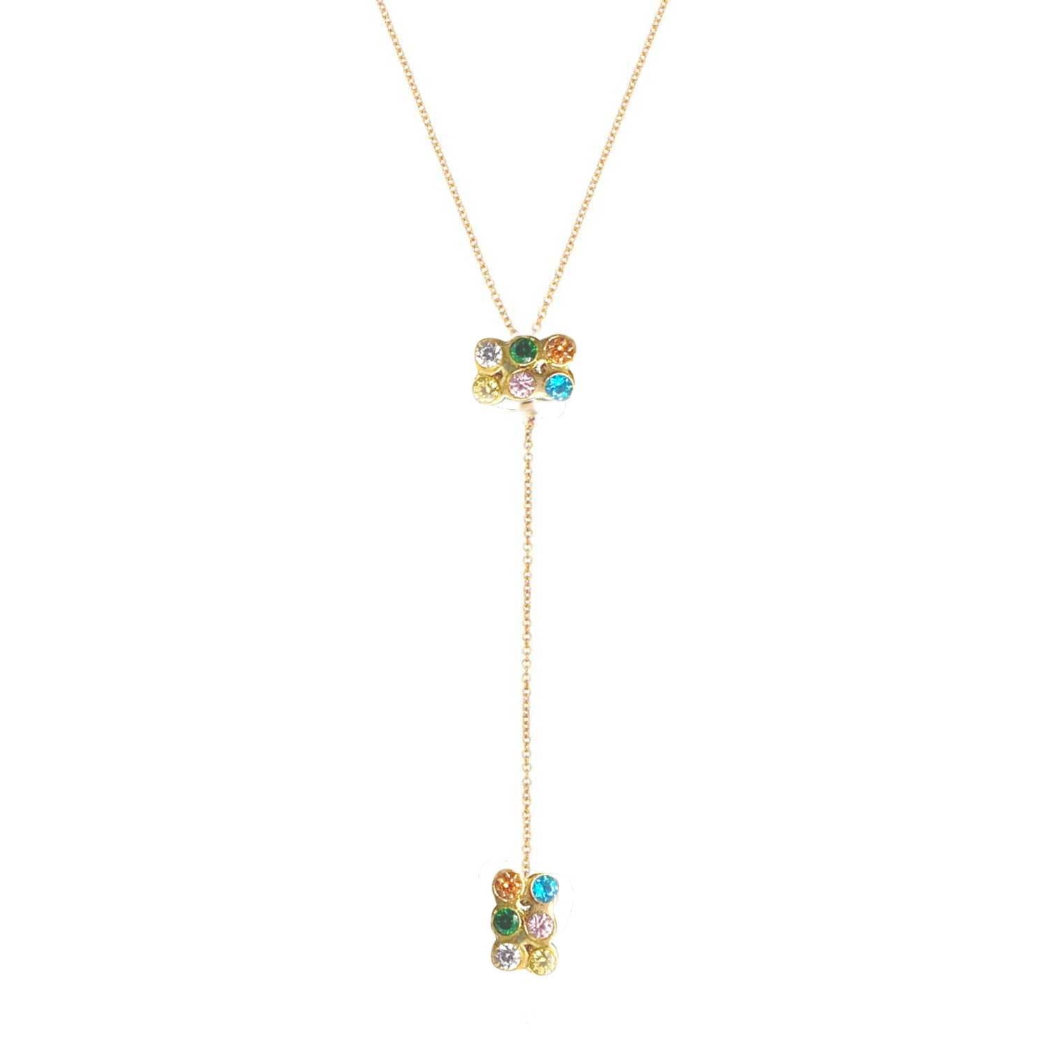 Women’s Gold Disco Dots Rectangle Lariat Necklace Lily Flo Jewellery