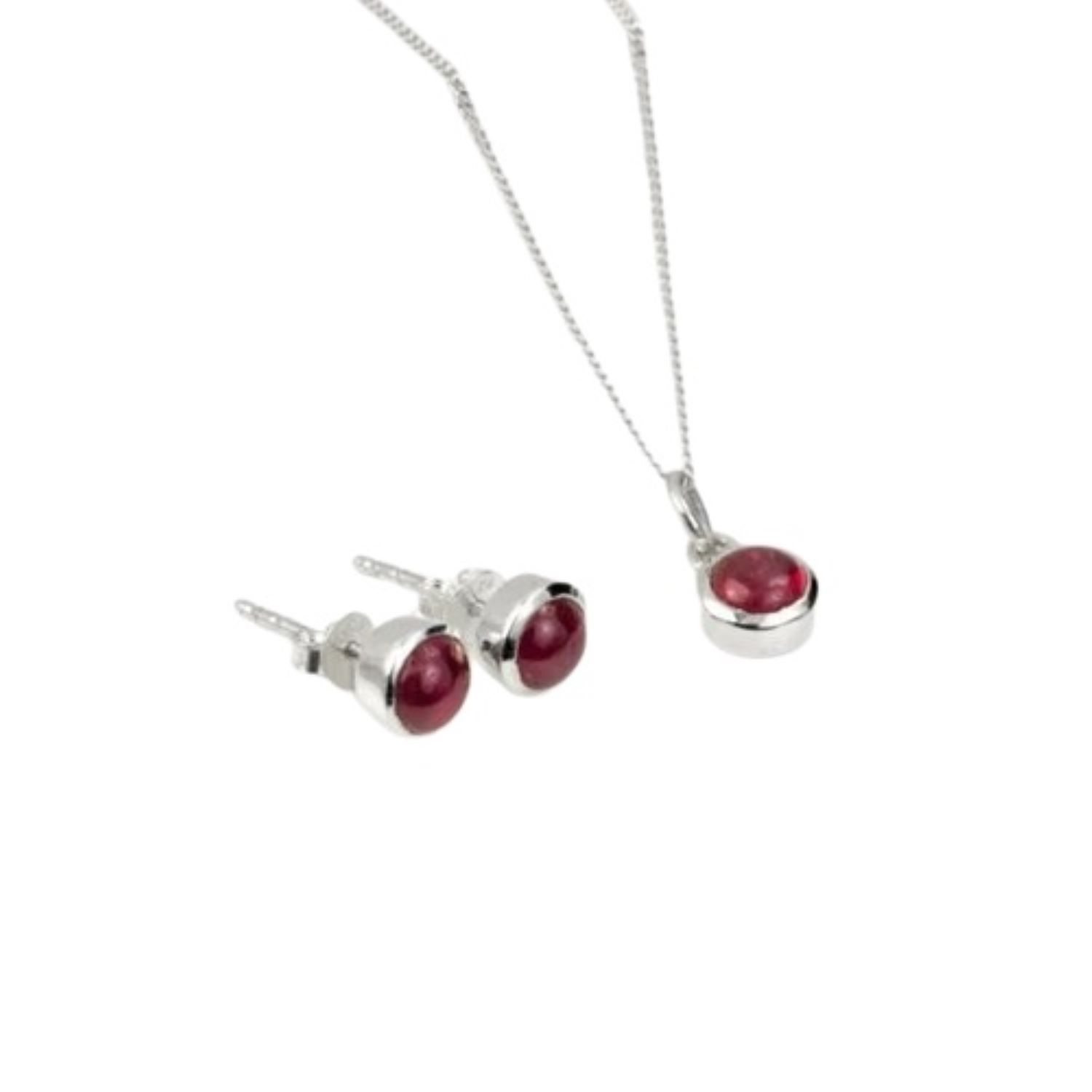 Women’s Silver / Red July Birthstone Jewellery Sets In Sterling Silver-Ruby The Jewellery Store London