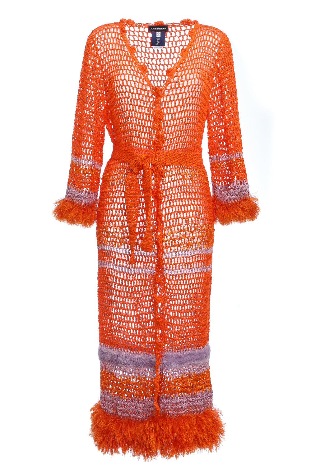 Women’s Yellow / Orange Orange Handmade Crochet Cardigan-Dress Extra Large Andreeva