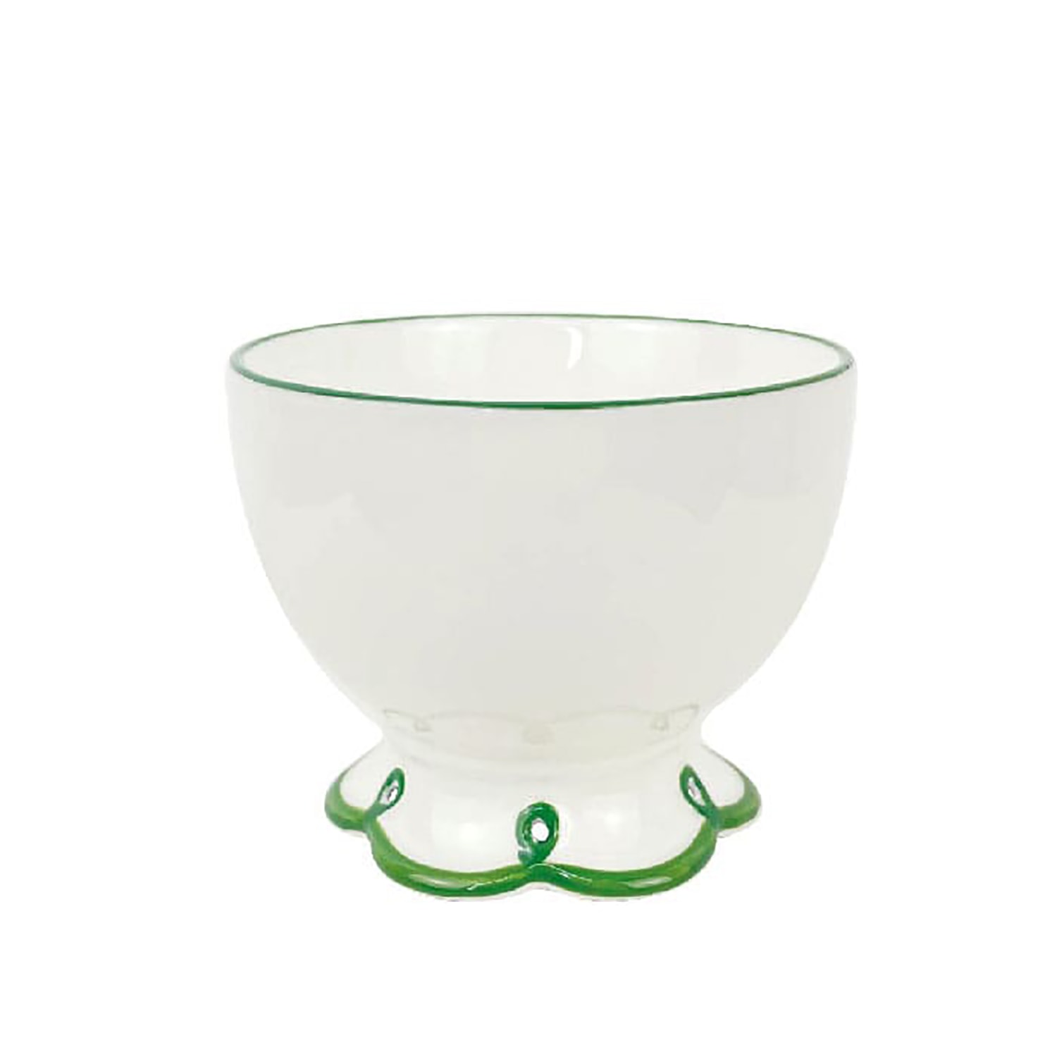 Green / White Glorious Green Scalloped Bowl - Set Of Four Casabyjj