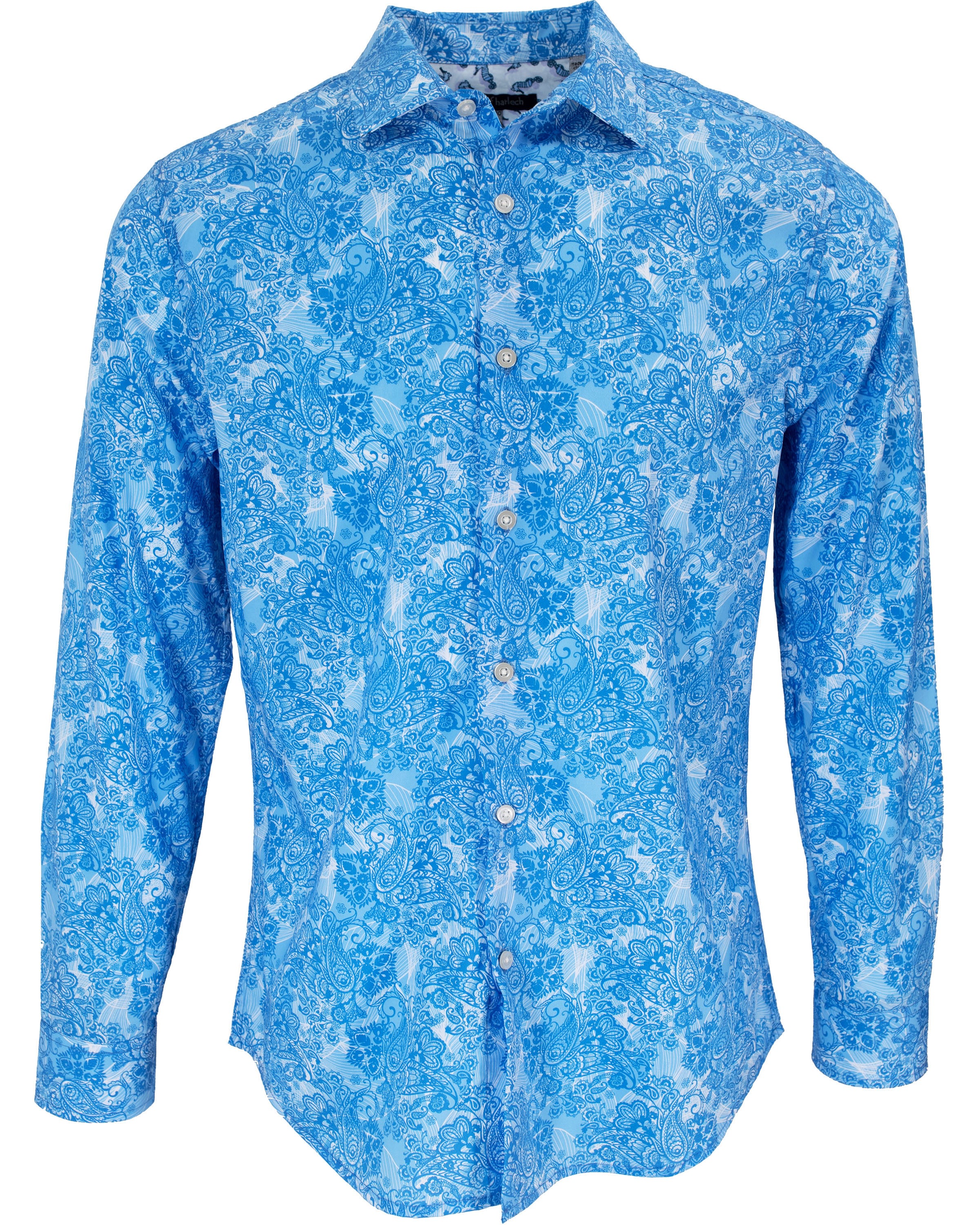Men’s Blue / White Nigel Paisley Wave Shirt In Blue Small Lords of Harlech