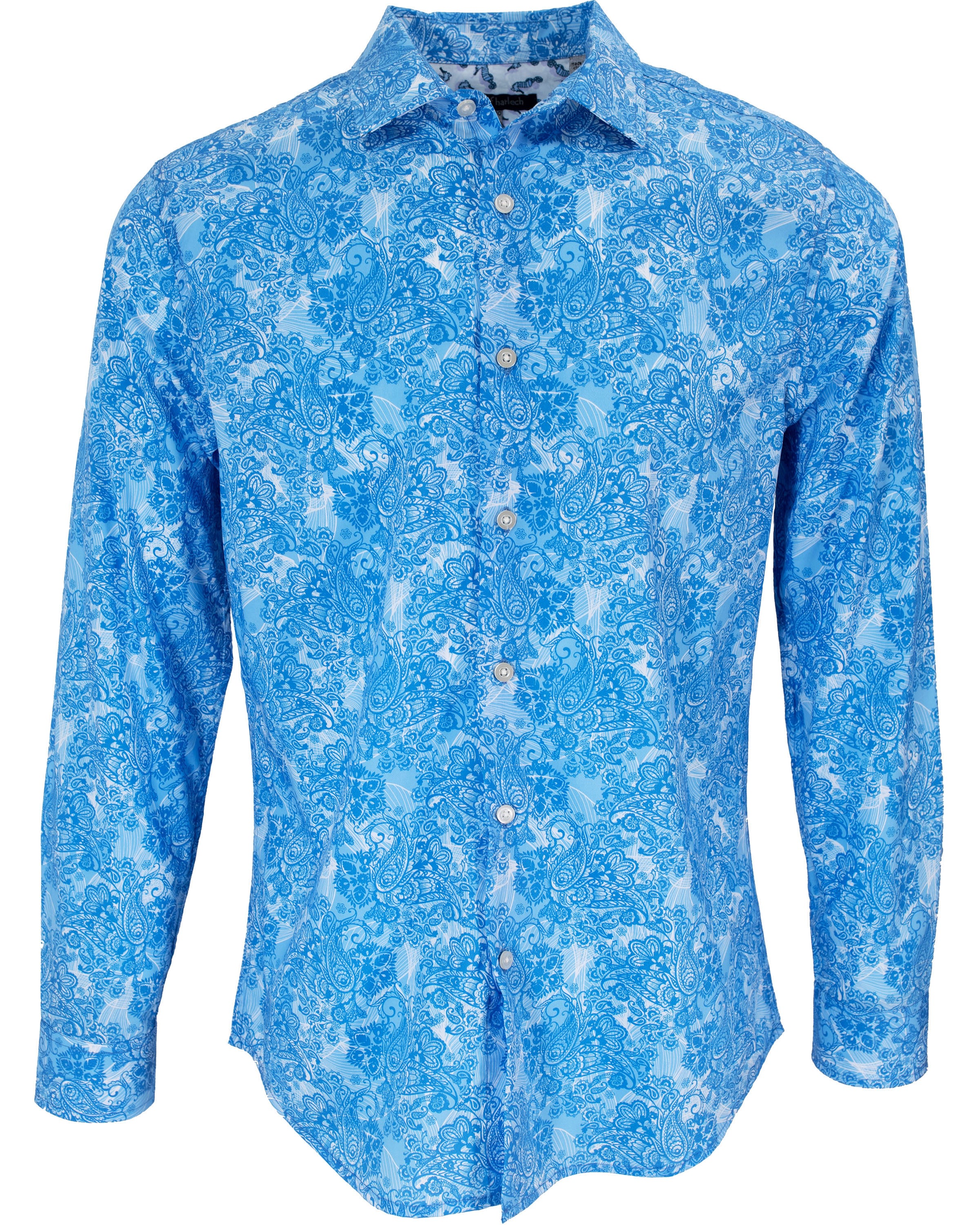 Men’s Blue / White Nigel Paisley Wave Shirt In Blue Medium Lords of Harlech