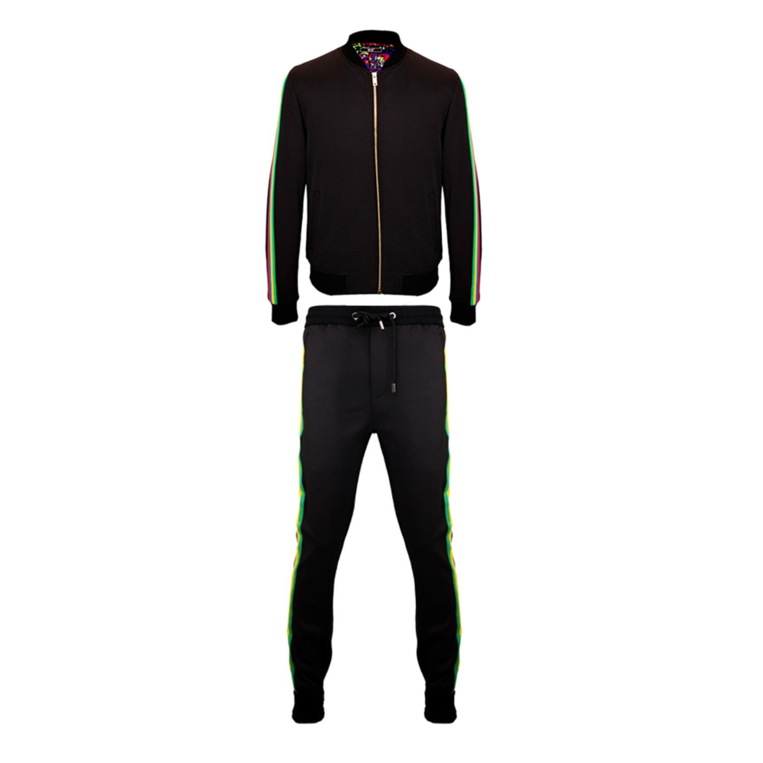 Men’s Lagos Multi Stripe Track Suit - Black Small David Wej