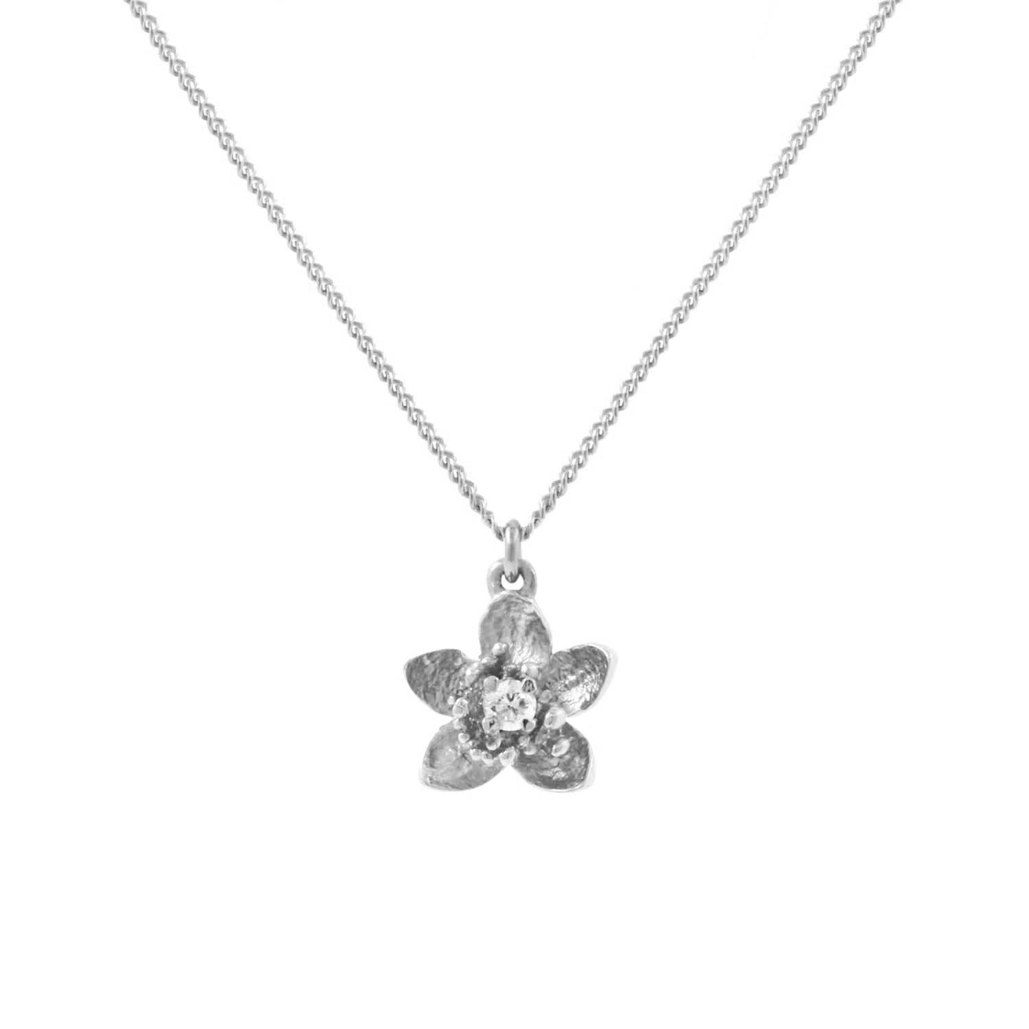 Women’s Cherry Blossom Diamond Necklace - Silver Lee Renee