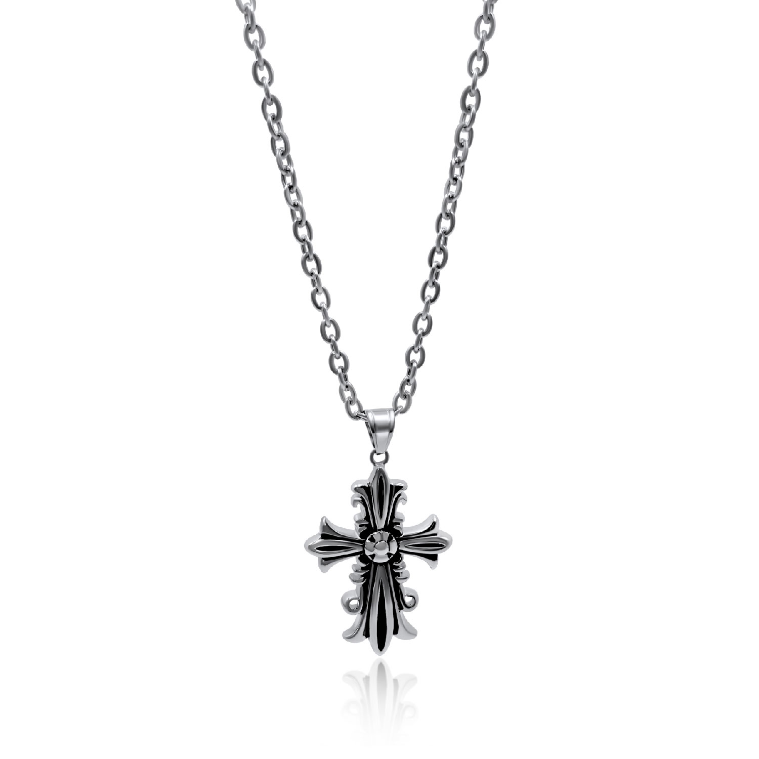 Women’s Oversized Silver Cross Necklace Androhmeda Jewelry