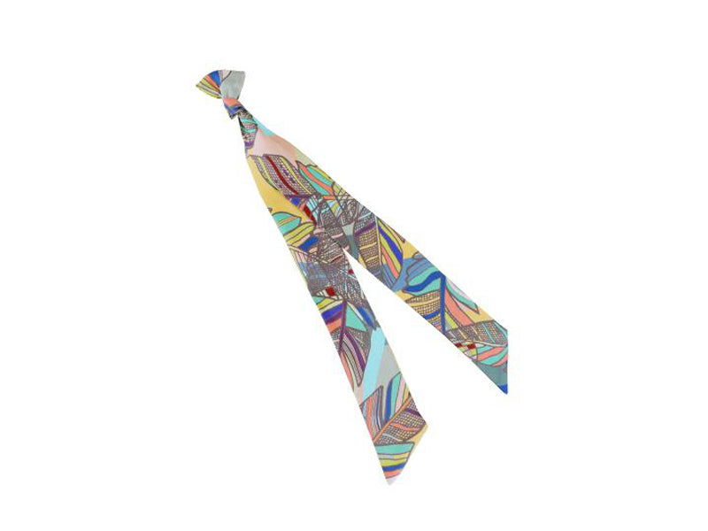 Women’s Grey / Pink / Purple Banderole - Silk Ribbon Scarf - Feather Tropical Lalage Beaumont