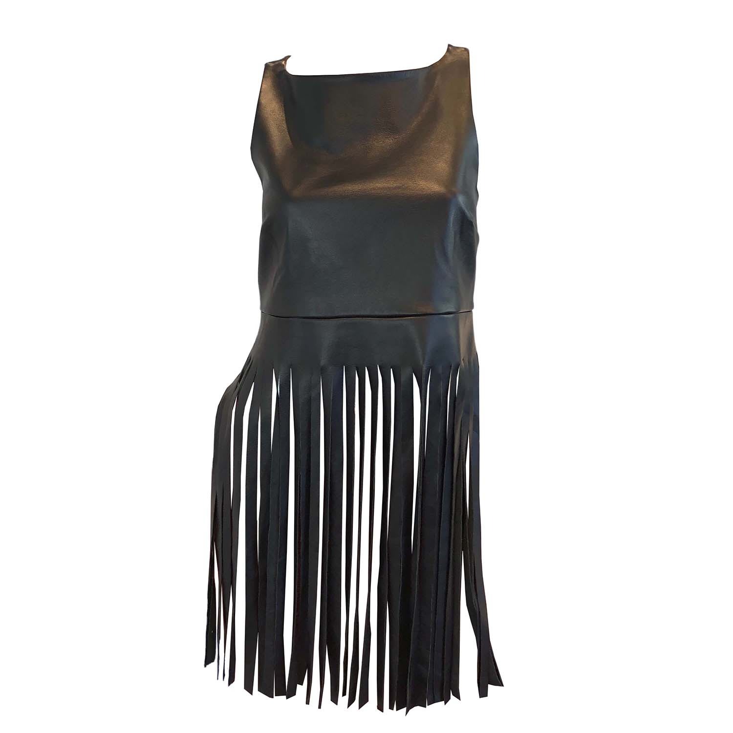 Women’s Black Handmade Molten Fringe Top Small Snider