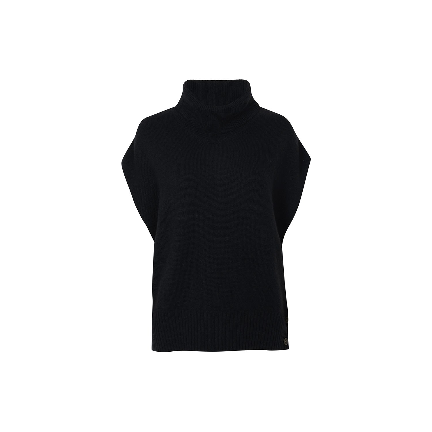 Women’s Black High Neck Cashmere Sweater Vest-Navy One Size Callaite