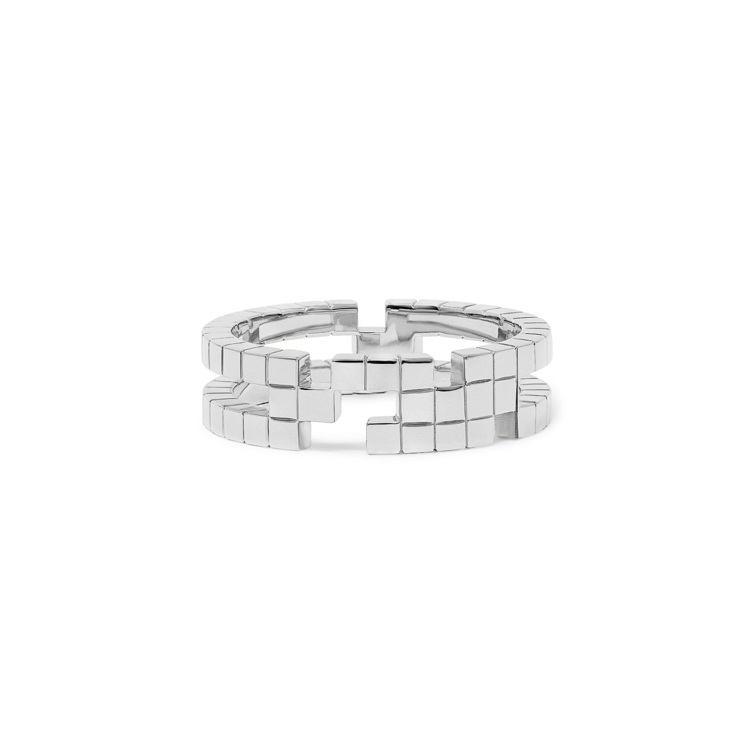 Women’s Rhodium Plated Silver Tetris Cube Kiki Ring EdxÃº