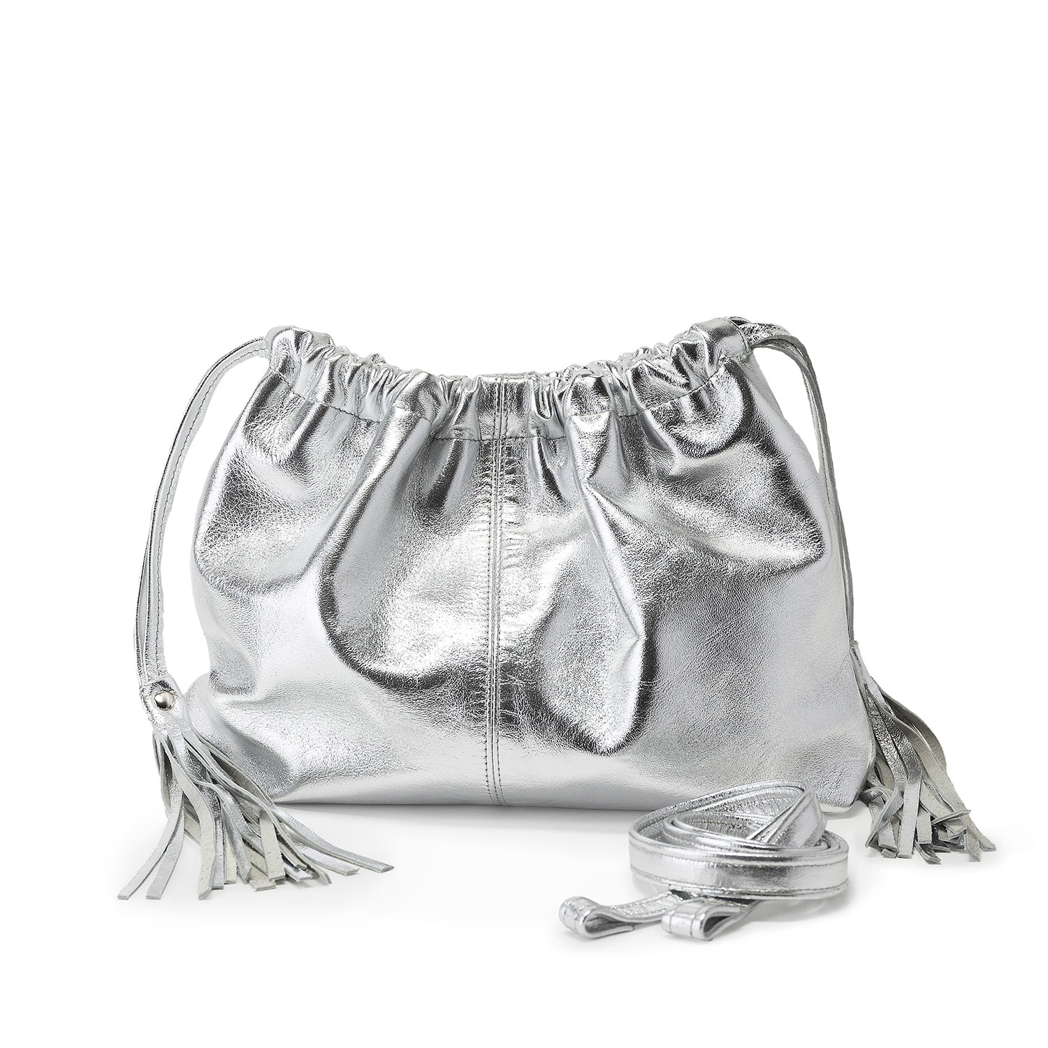 Women’s Silver Leather Clutch Bag With Tassels Juan-Jo