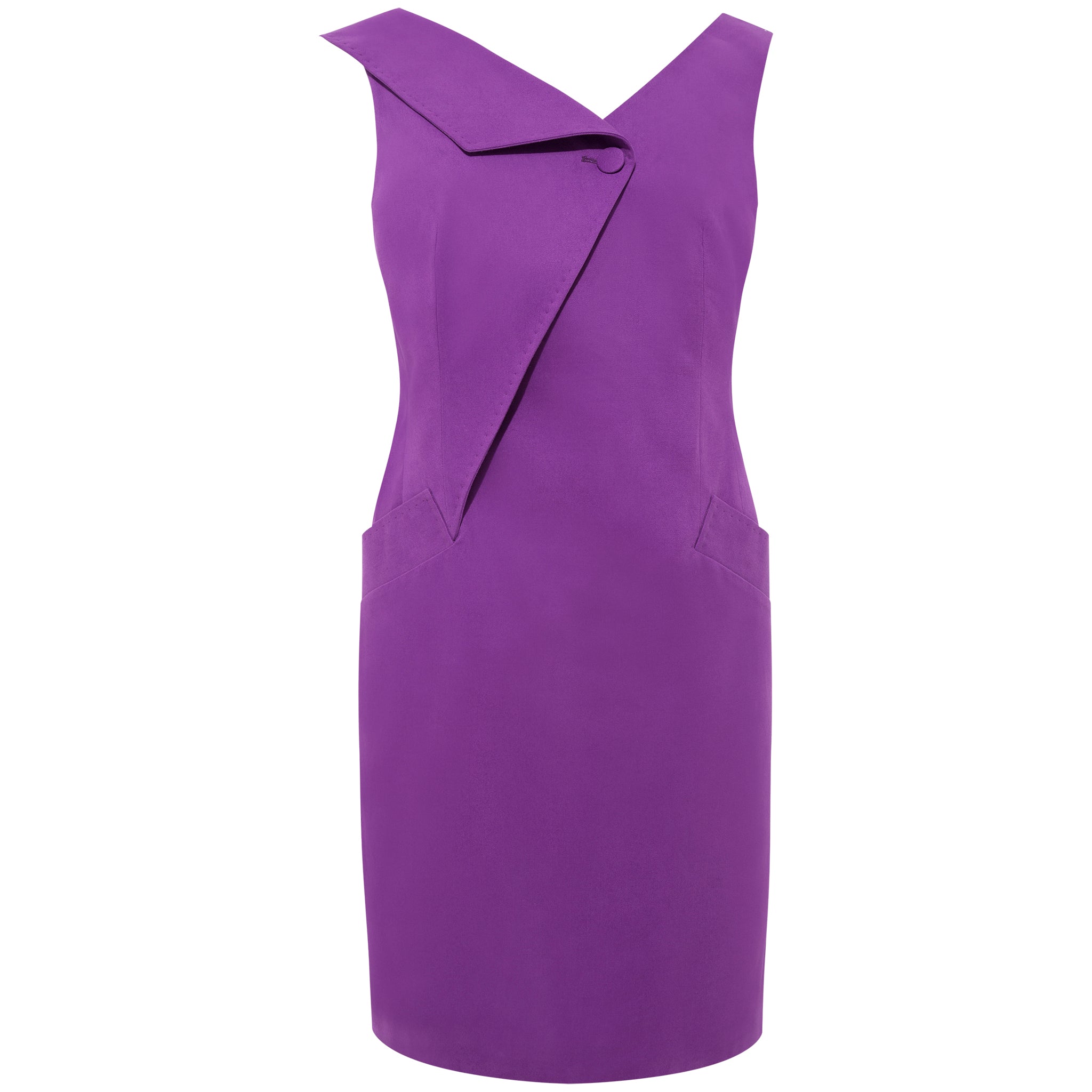 Women’s Pink / Purple Asymmetric Lapel Tailored Cotton Dress - Pink & Purple Extra Small Femponiq