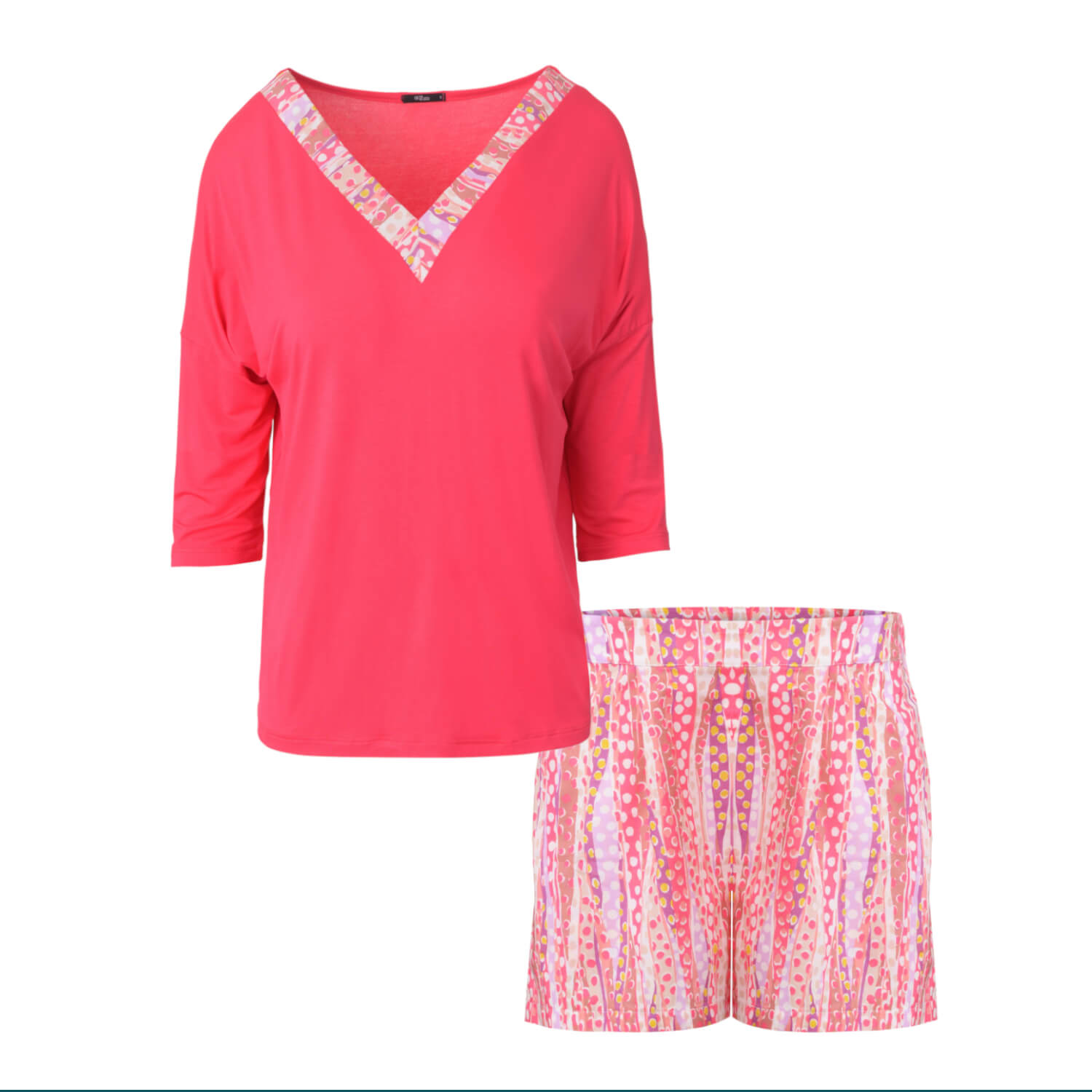 Women’s Pink / Purple / White Pajama Set Viscose & Cotton - Coral Extra Large Oh!Zuza Night & Day