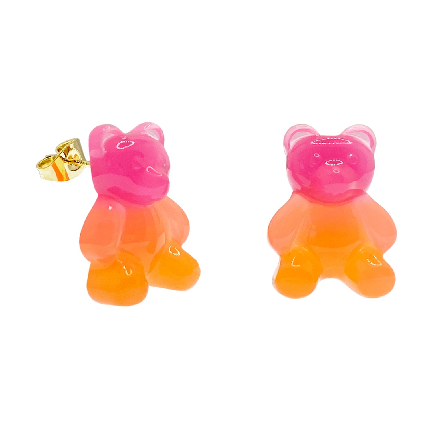 Women’s Yellow / Orange Jelly Bear Ear Stud Earrings - Multicolor - Yellow & Orange Ninemoo