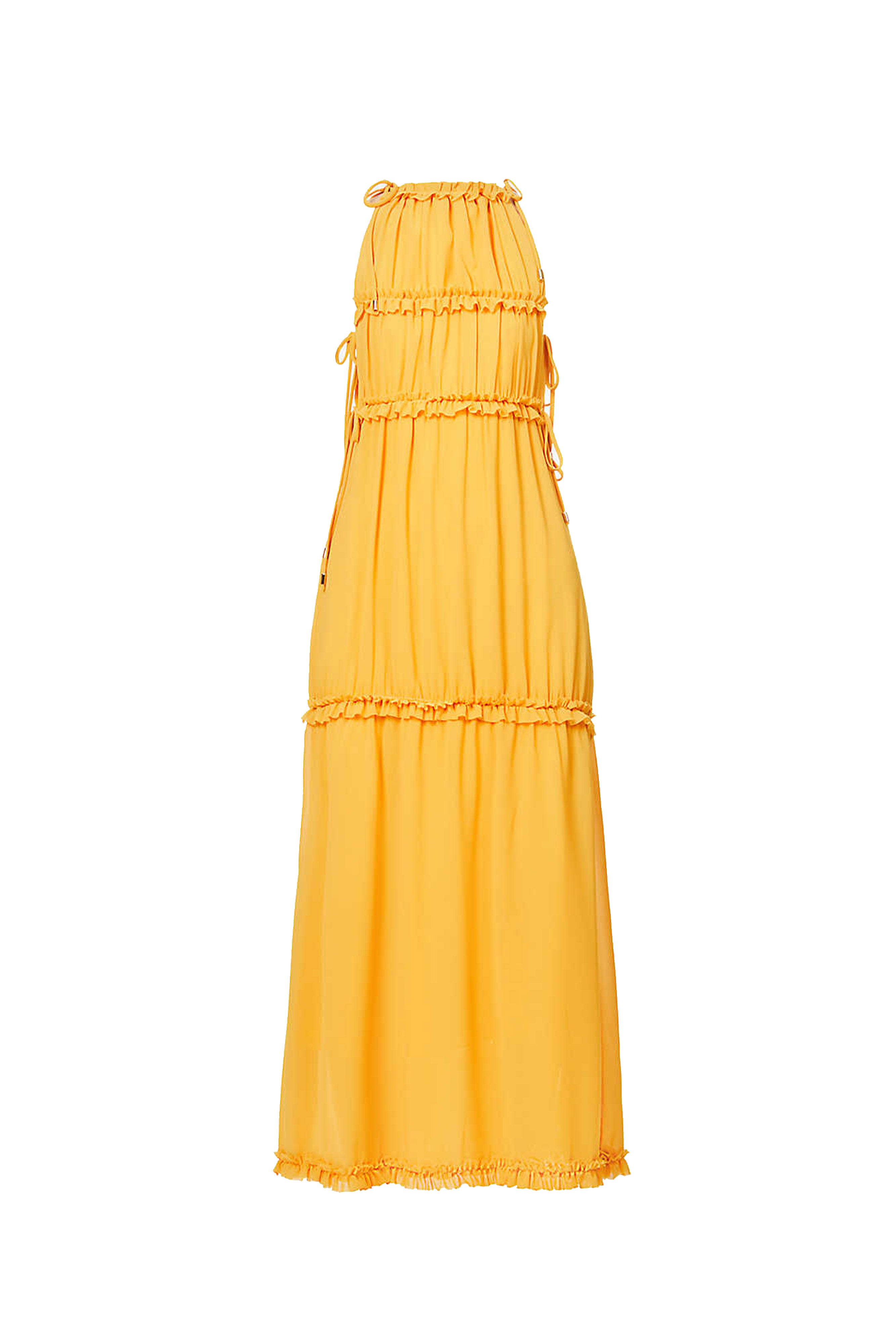 Women’s Yellow / Orange Dallas Orange Ruffle Tiered Maxi Dress Large Amy Lynn