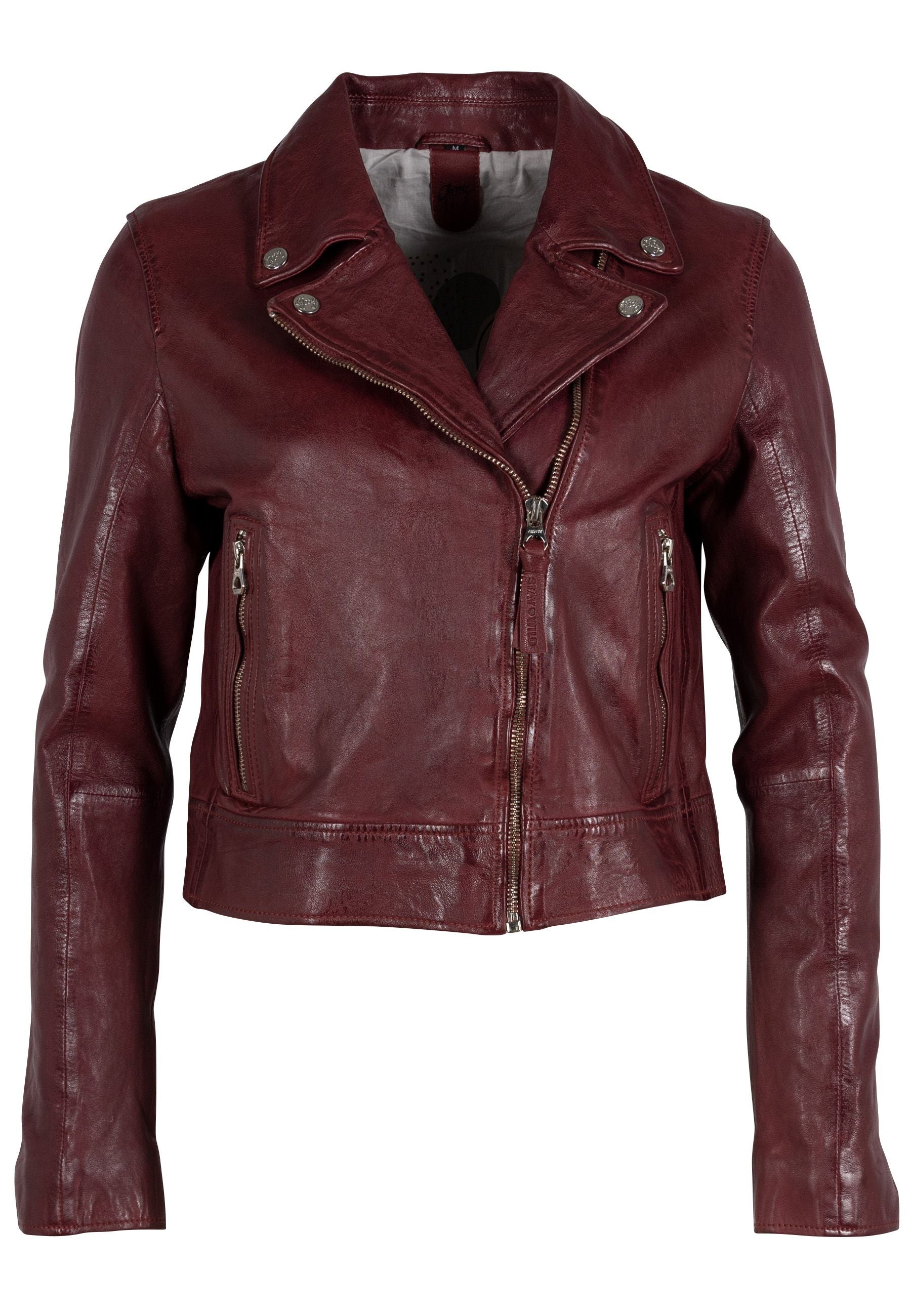 Women’s Red Julene Leather Jacket, Wine Large Mauritius