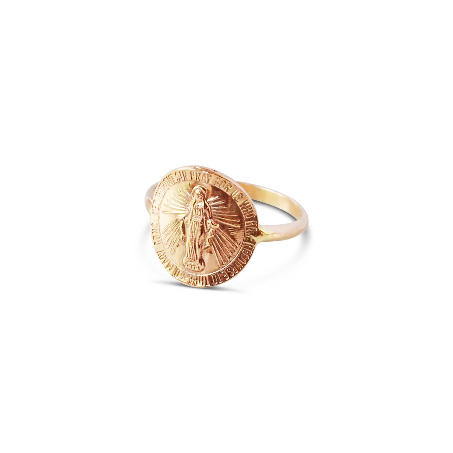 Women’s Gold Mother Mary Coin Ring Glamrocks Jewelry