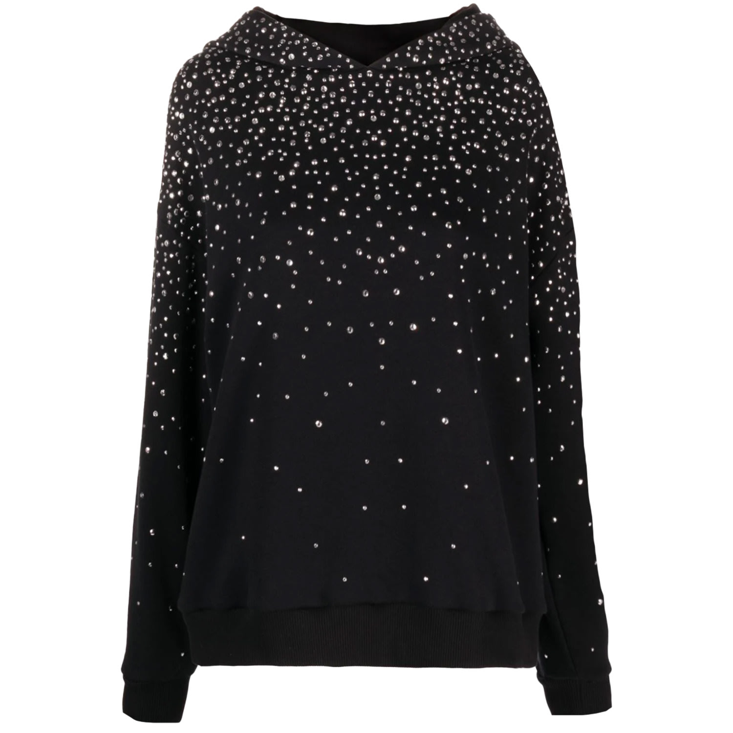 Women’s Black Crystal-Embellished Cotton Hoodie Small Nissa