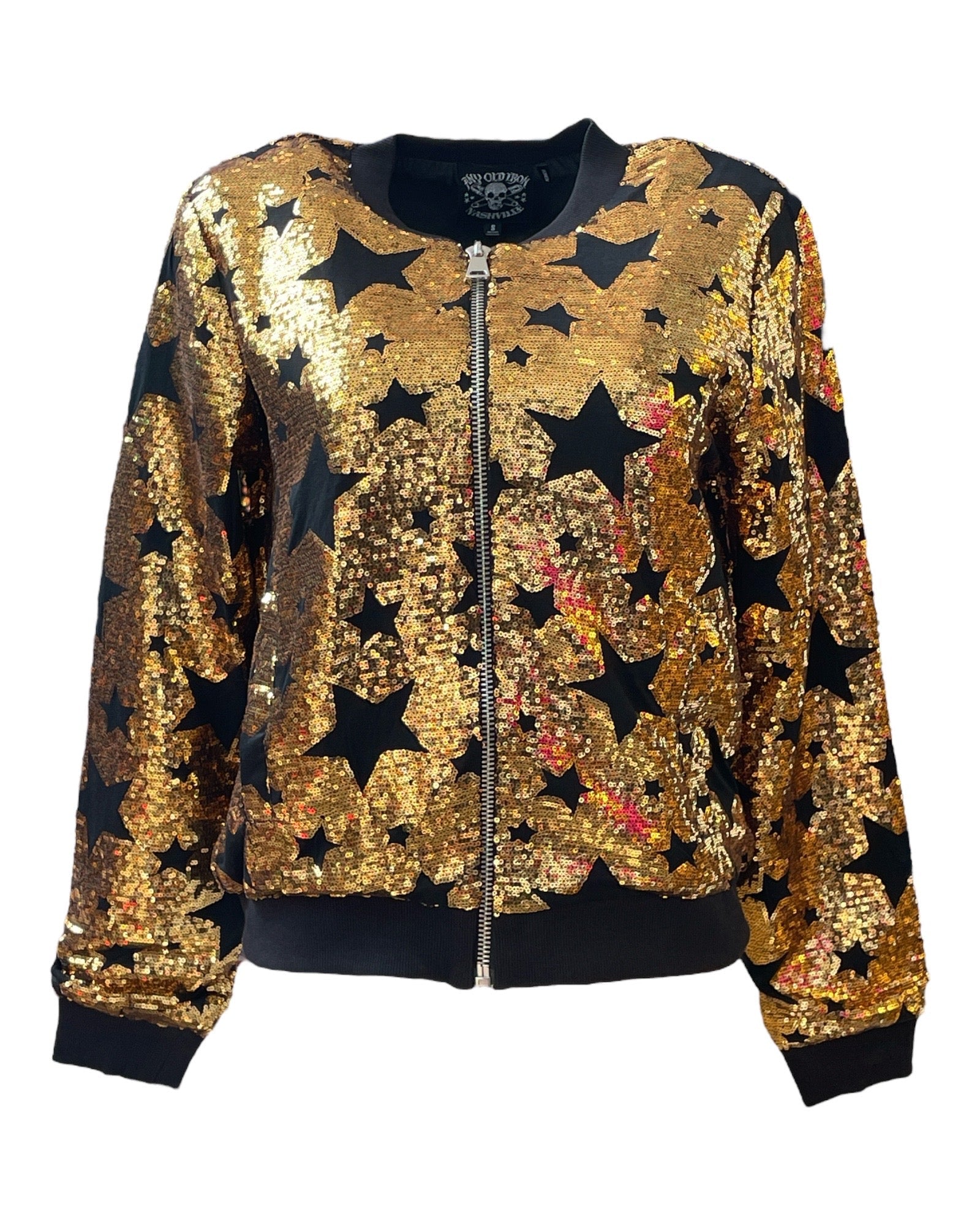 Gold / Black Any Old Iron Mens Goldie Bomber Jacket S