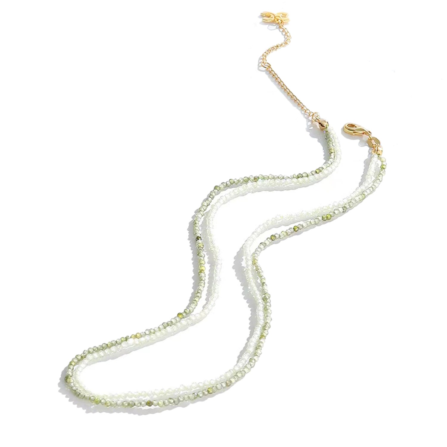 Women’s Clarice Lime Green Crystal Mini Beaded Double Layered Necklace Classicharms